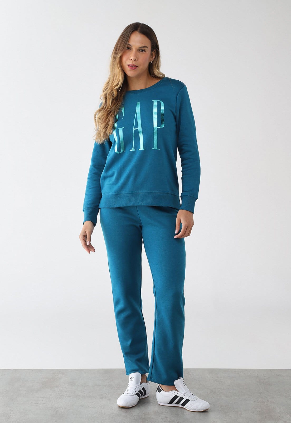 Vista 2 Blusa de Moletom Feminina GAP Logo Metalizado GAP azul