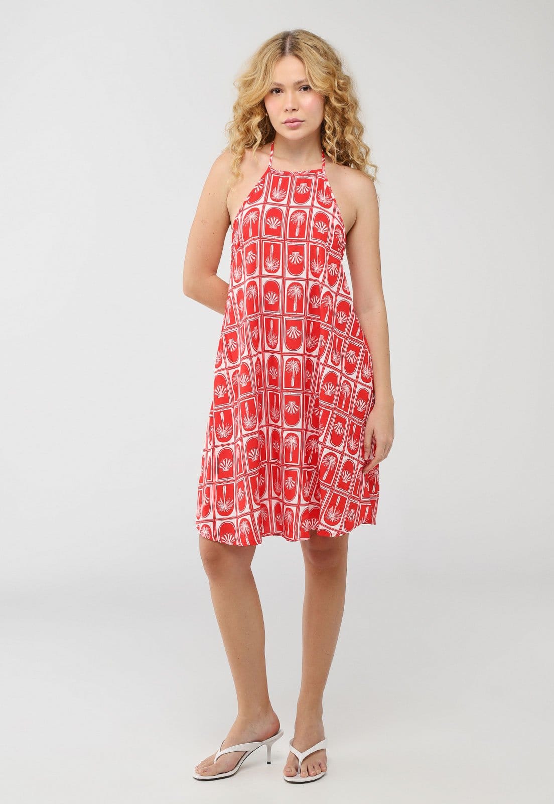 Vista 2 Vestido Feminino Colcci Estampa Geométrica Colcci vermelho