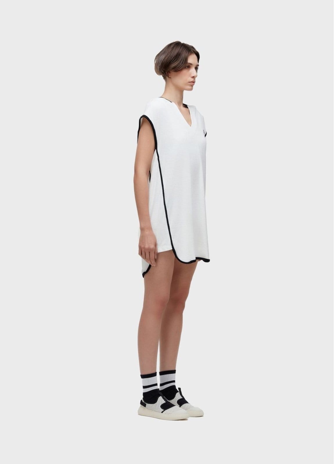 Vista 2 Vestido sobreposicao vies atoalhado Osklen off-white