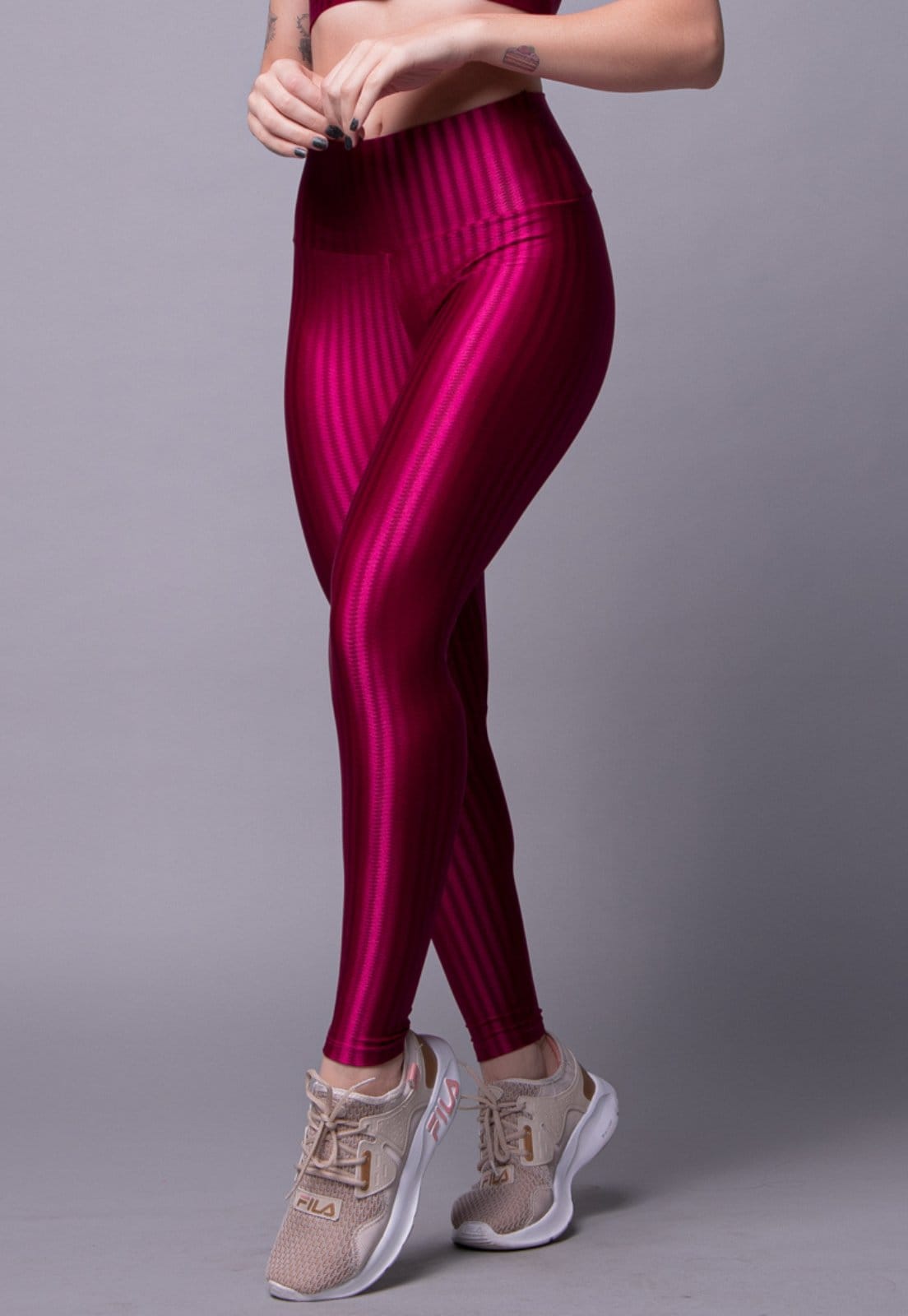 Vista principal Calça Legging Feminina New Zig 3d Poliamida Escuro SERRA E MAR MODAS rosa