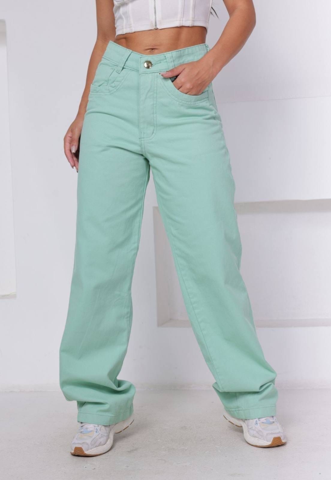 Calça Wide Leg Feminina Pastel Modelagem Perfeita Tecido Premium