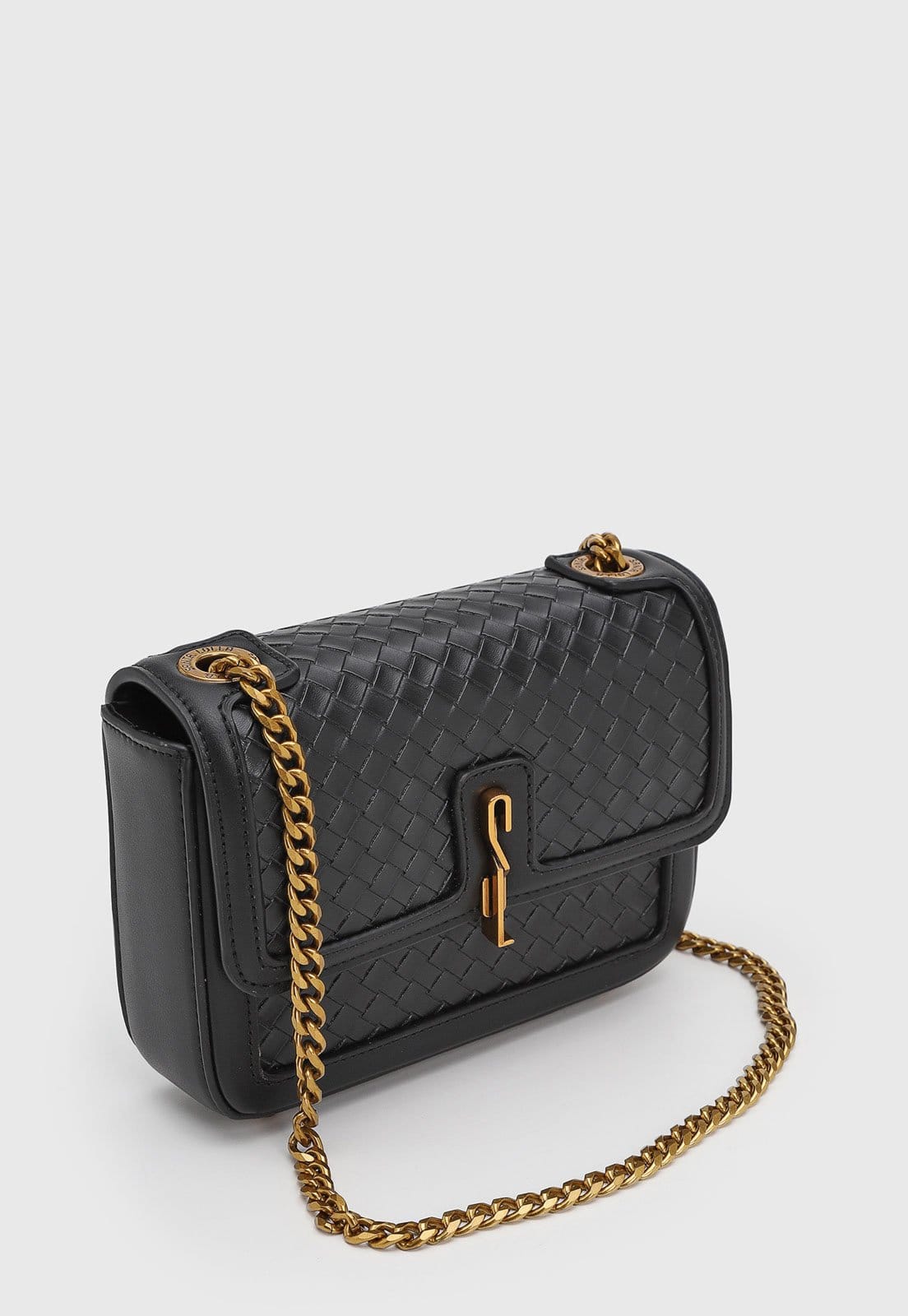 Vista 2 Bolsa Feminina Santa Lolla Textura Entrelaçada Preta Santa Lolla preto