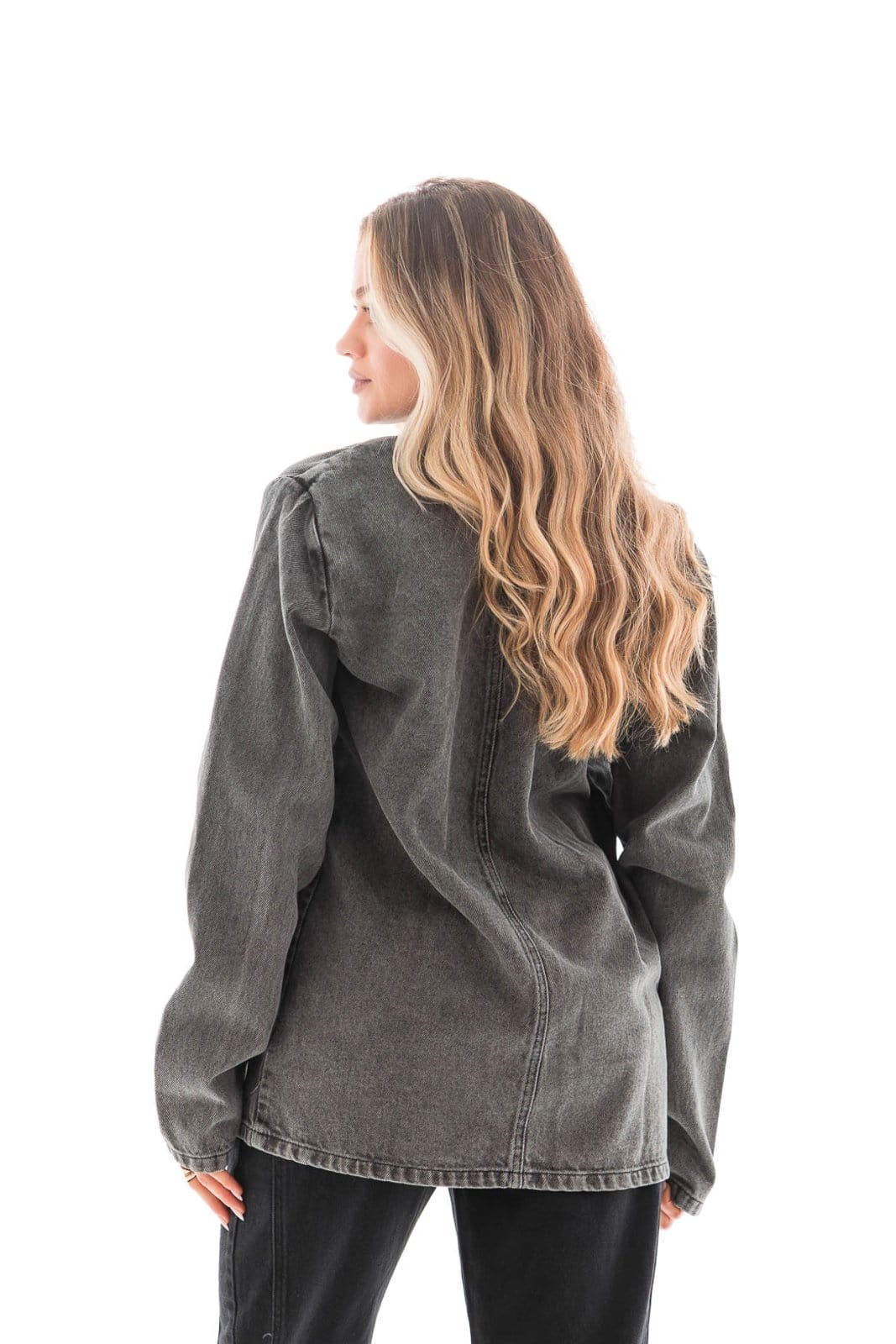 Vista 2 Blazer Jeans Feminino Arauto Black ARAUTO JEANS preto black