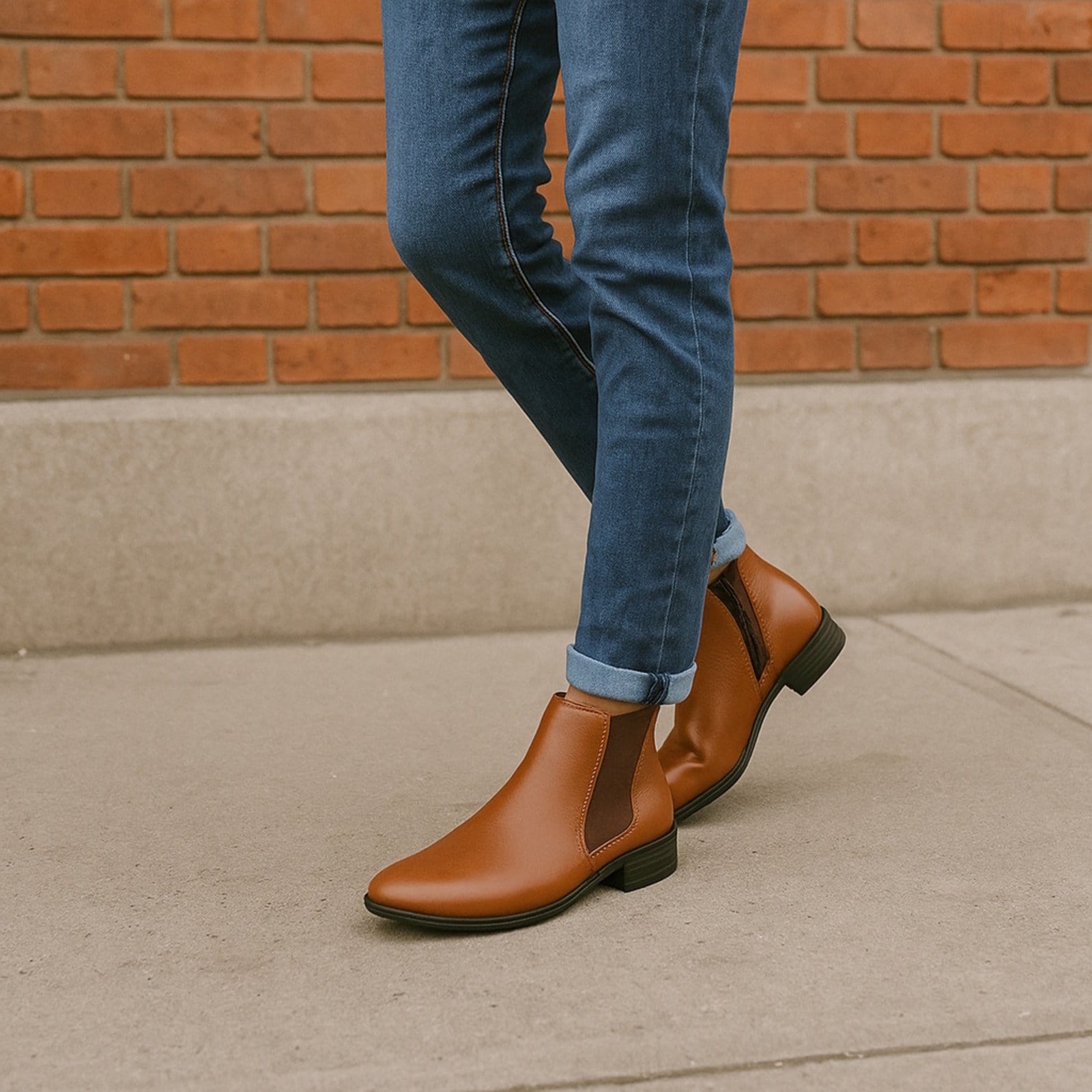 Bota Cano Curto Feminina Bia Ramos em Couro com Elástico Lateral