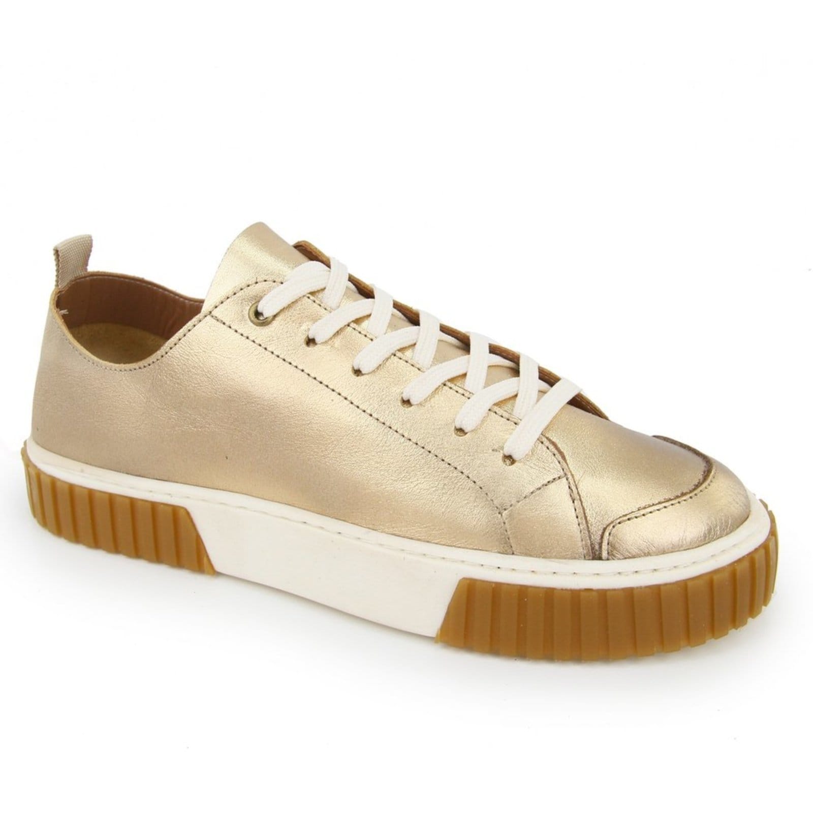 Vista 2 Tênis Feminino em Couro Casual Amarração Conforto Maria Paula Cristal Light MARIA PAULA dourado