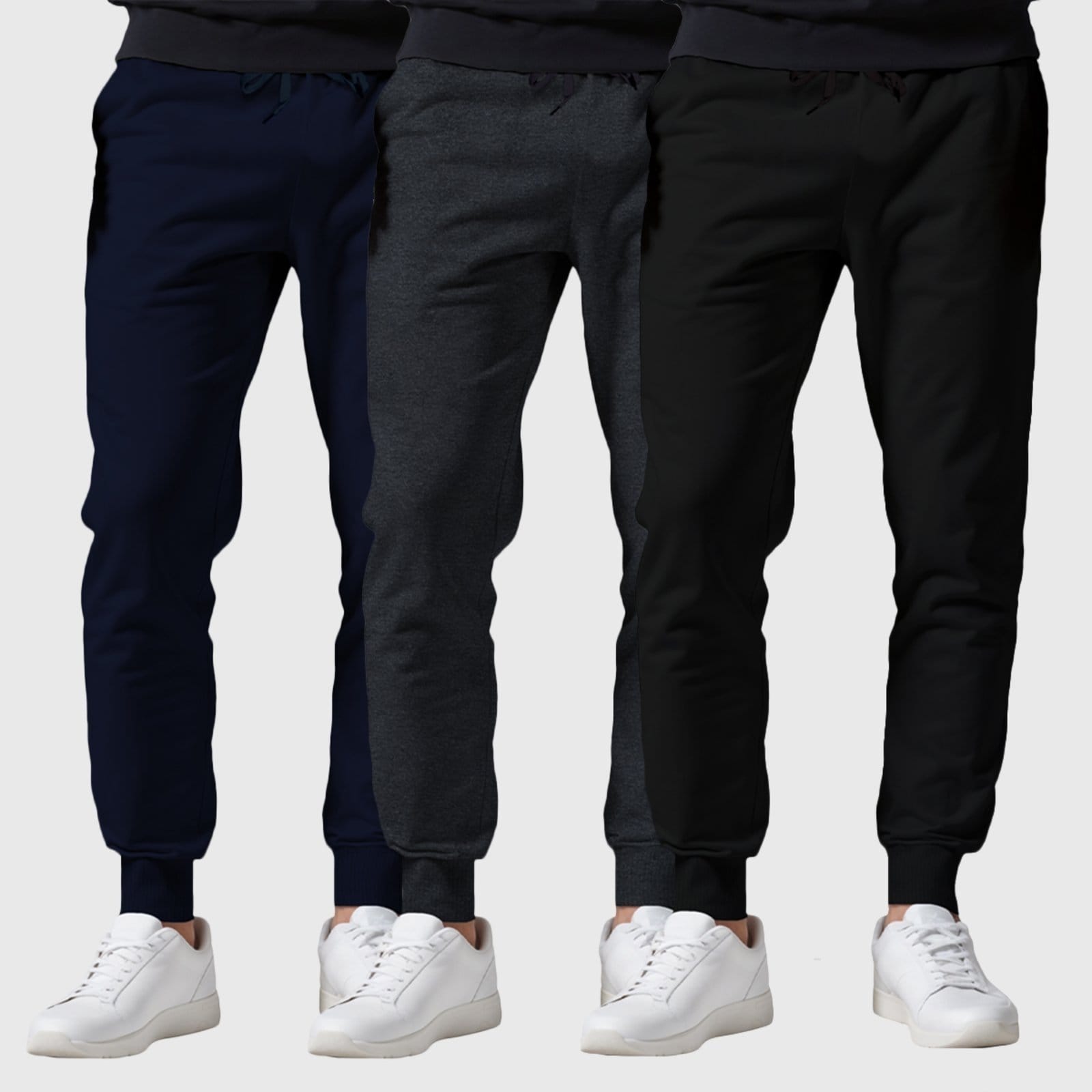 Kit 3 Calças Moletom Flanelado Masculino Lisas Benellys Chumbo Marinho