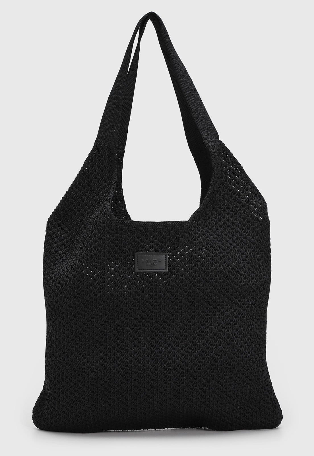 Bolsa Feminina Brizza Arezzo Grande Malha Vazado Preta