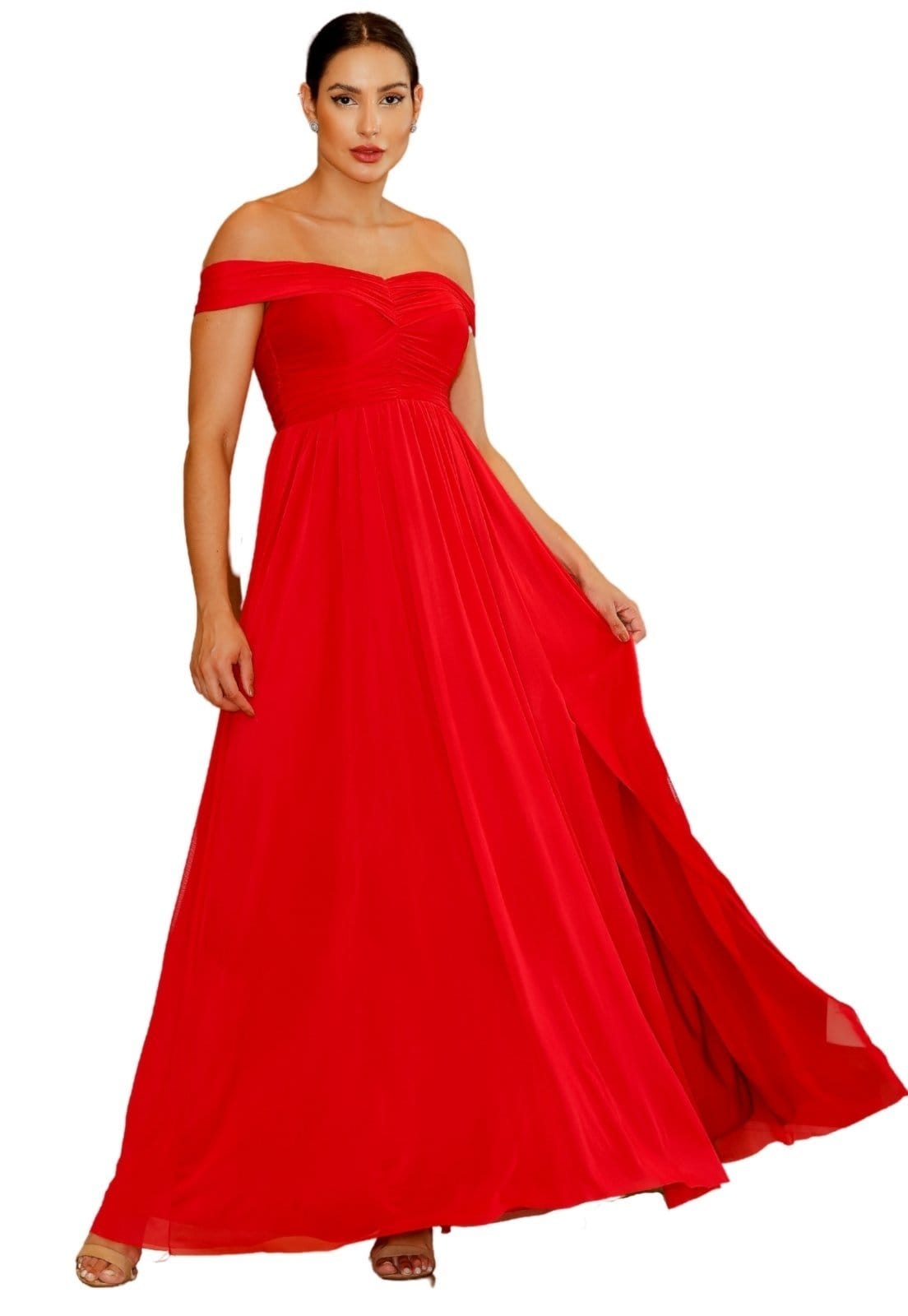 Vestido Festa Longo Pauliny Micro Tule para Convidas de Casamento, Madrinhas e Formandas