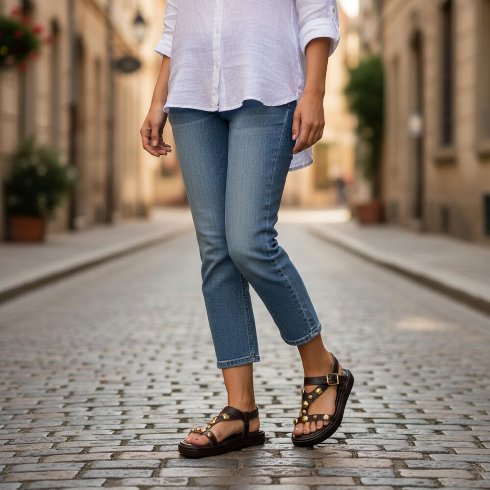 Vista 2 Sandália Feminina Flat Via Scarpa 173718982 3948982 Via Scarpa café