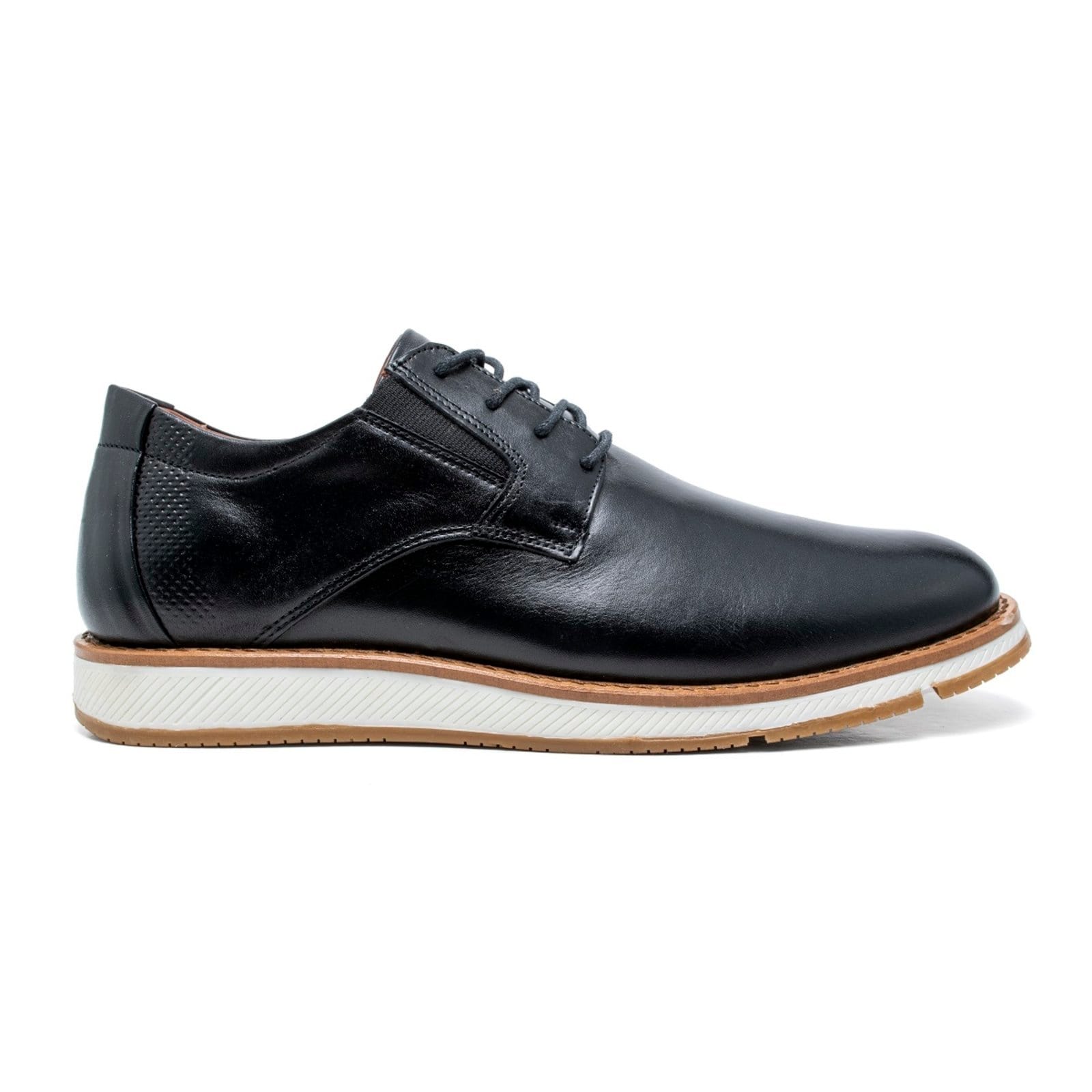 Vista 2 Sapato Casual Oxford Couro Masculino Forro Couro Ajuste Elástico Solado Costurado Borracha FRANCA GRIFFE preto