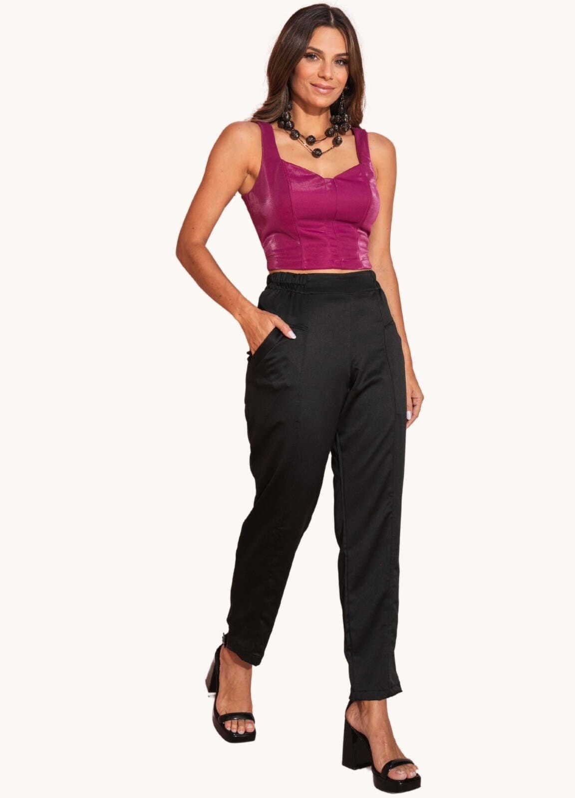 Vista 2 CALÇA FEMININA JOGGER COM RECORTES Art Livre preto
