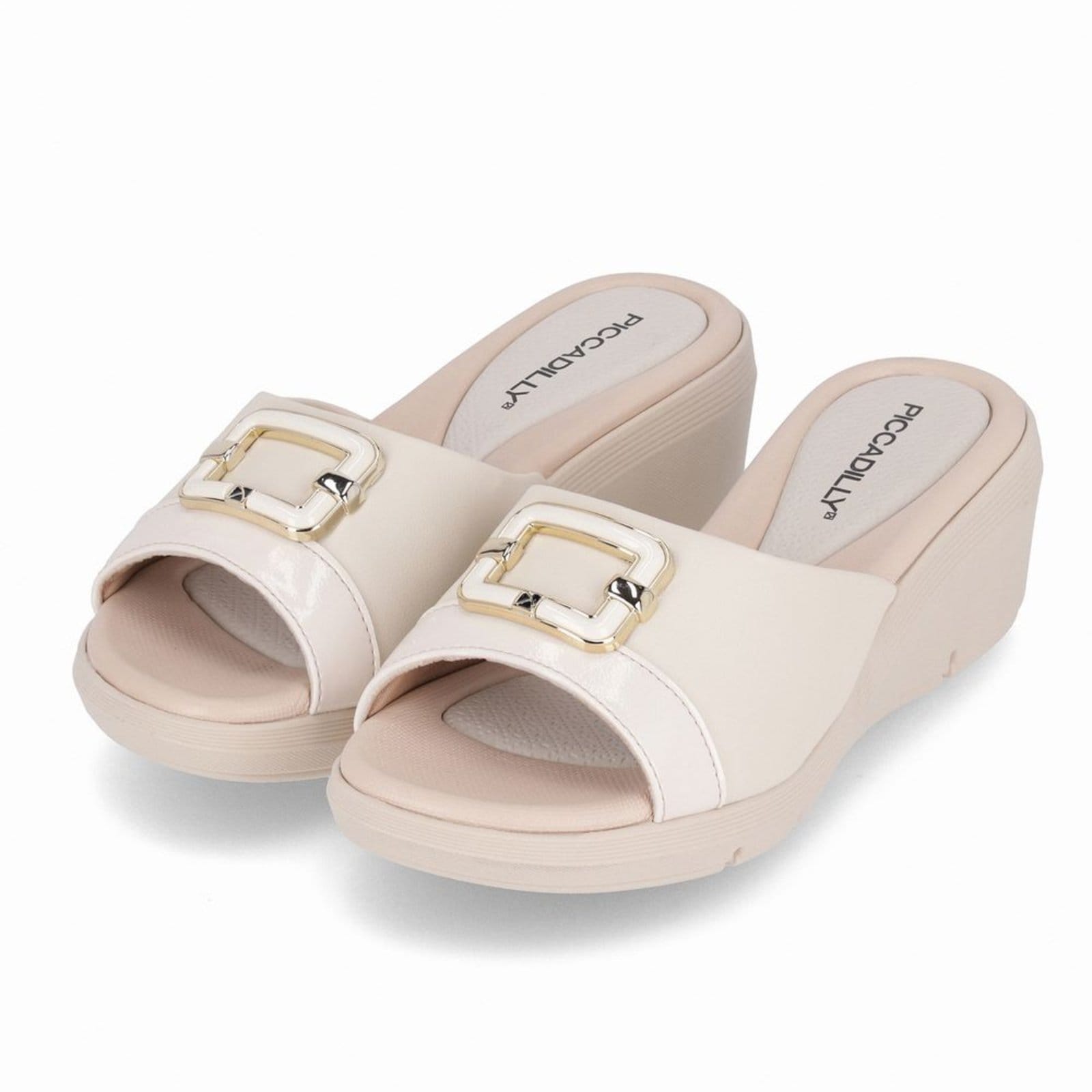 Vista 2 Tamanco Cecilia Anabela Médio Off White Piccadilly branco white