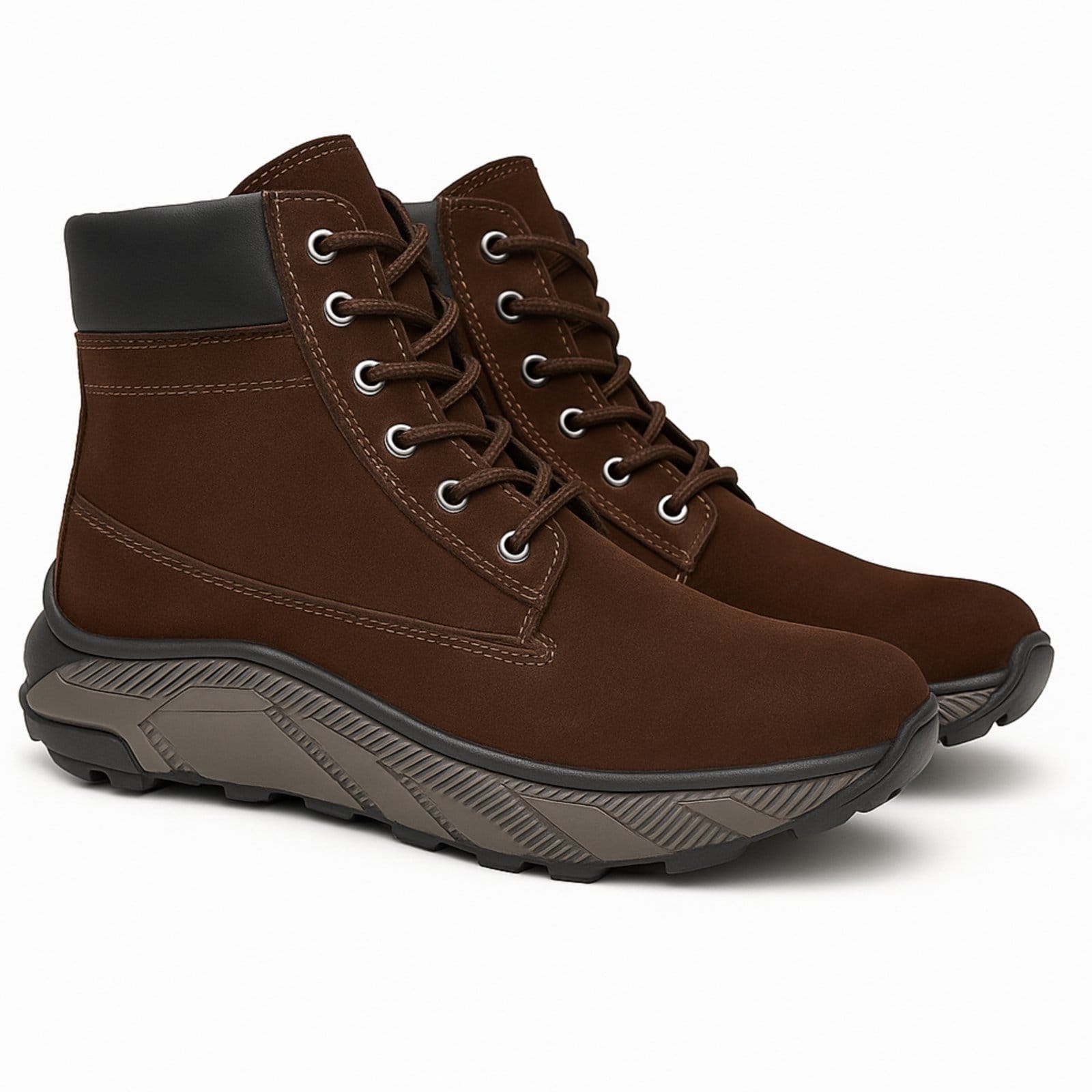 Vista 2 Coturno Sapatofran Couro Cano Alto Antiderrapante Conforto Café Sapatofran marrom