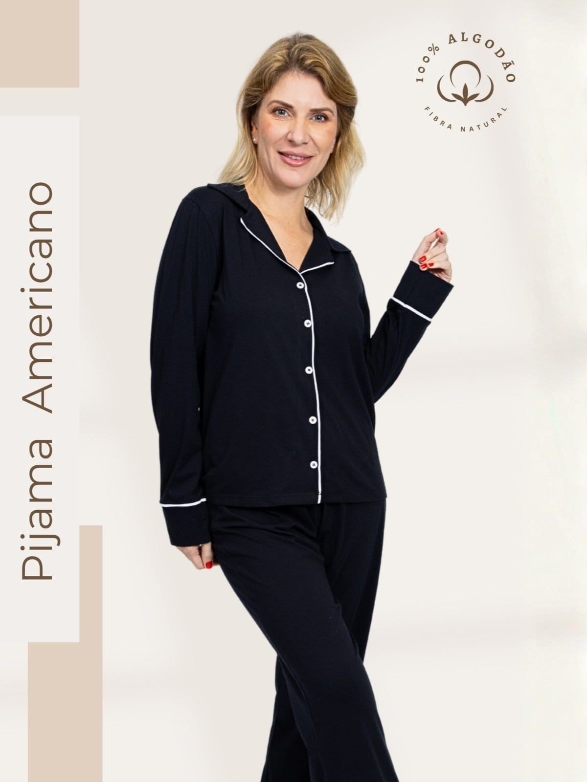 Pijama Algodão Americano Longo Feminino Fernanda