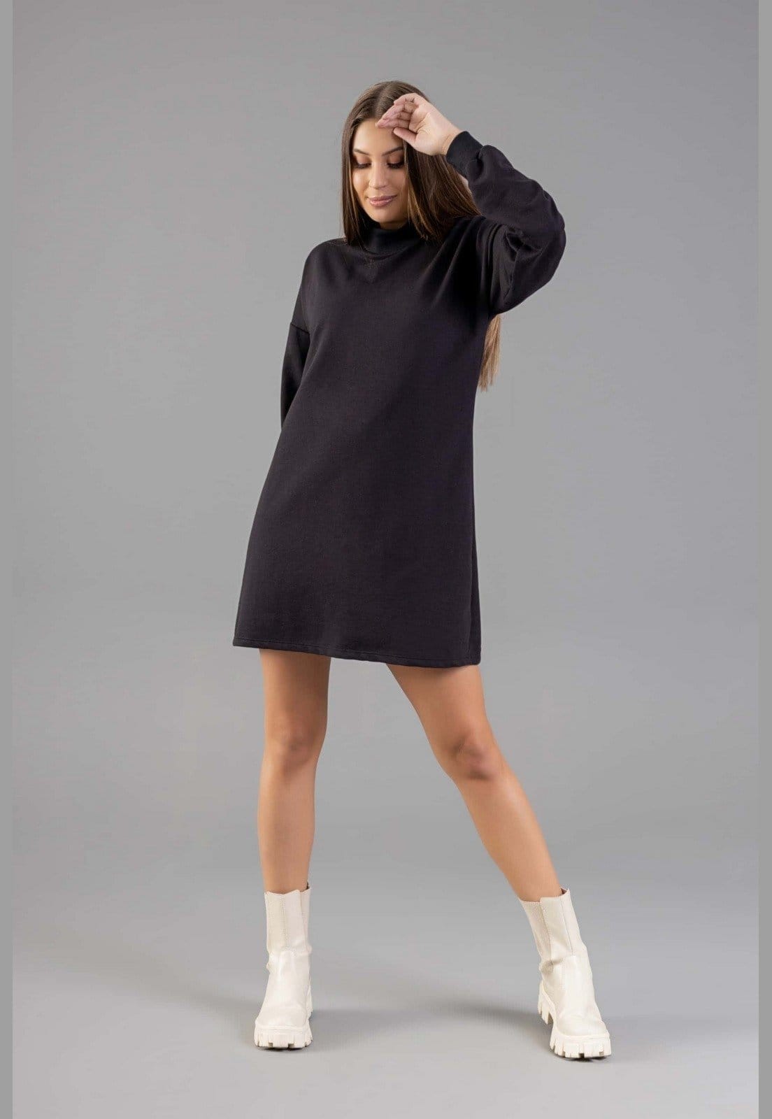 Vista principal Vestido Manga Longa em Moletom para Adultos Just Basic JUST BASIC preto