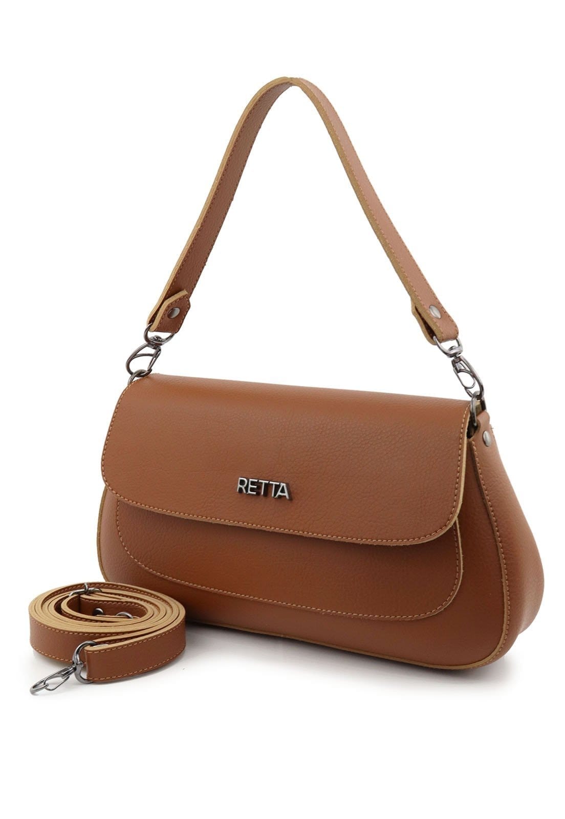 Vista 2 Bolsa Feminina Transversal Pequena Para Festa de Ombro e Mão Retta Oficial Caramelo Retta Oficial preto