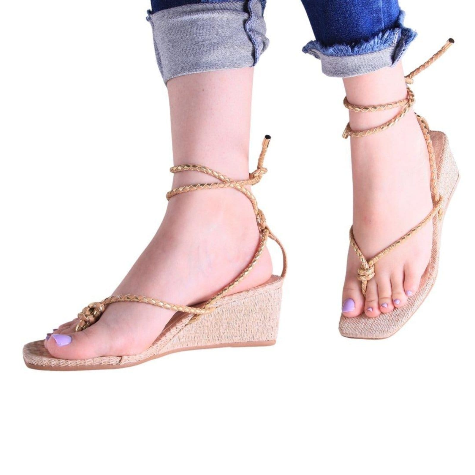 Vista 2 Sandália Feminina Zariff 2055.4668 Palha Ouro Zariff incolor