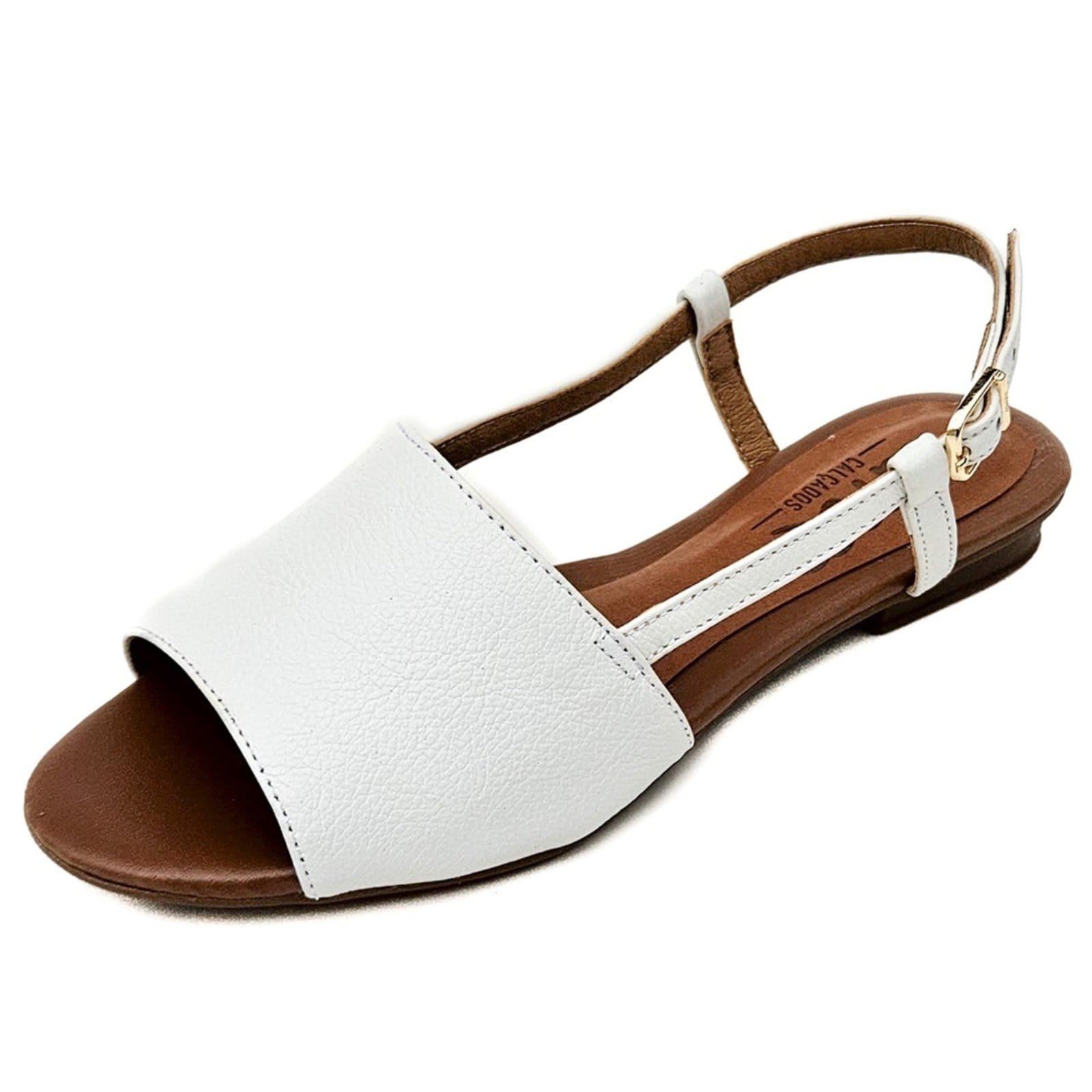 Vista principal Sandália Rasteira em Couro Amo Calçados Mimi Branca Amo Calçados branco