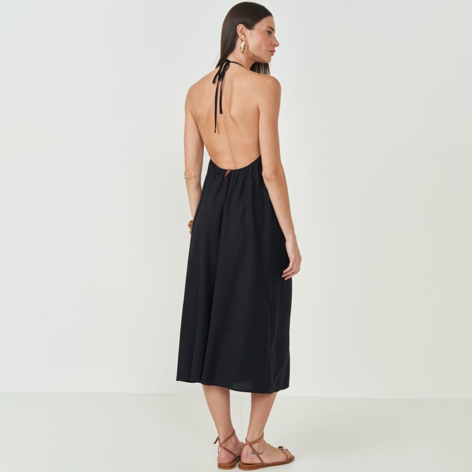 Vista 2 Vestido Mid Colcci Sem Manga Ve26 Feminino Colcci preto