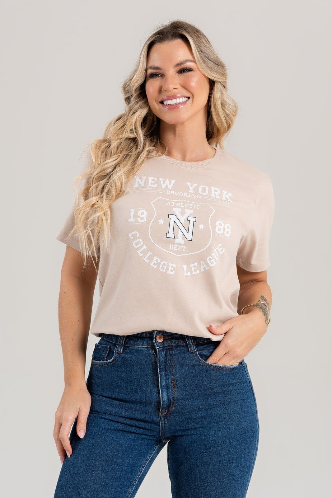 Blusa Feminina Cianita Chocolate Estampa College League