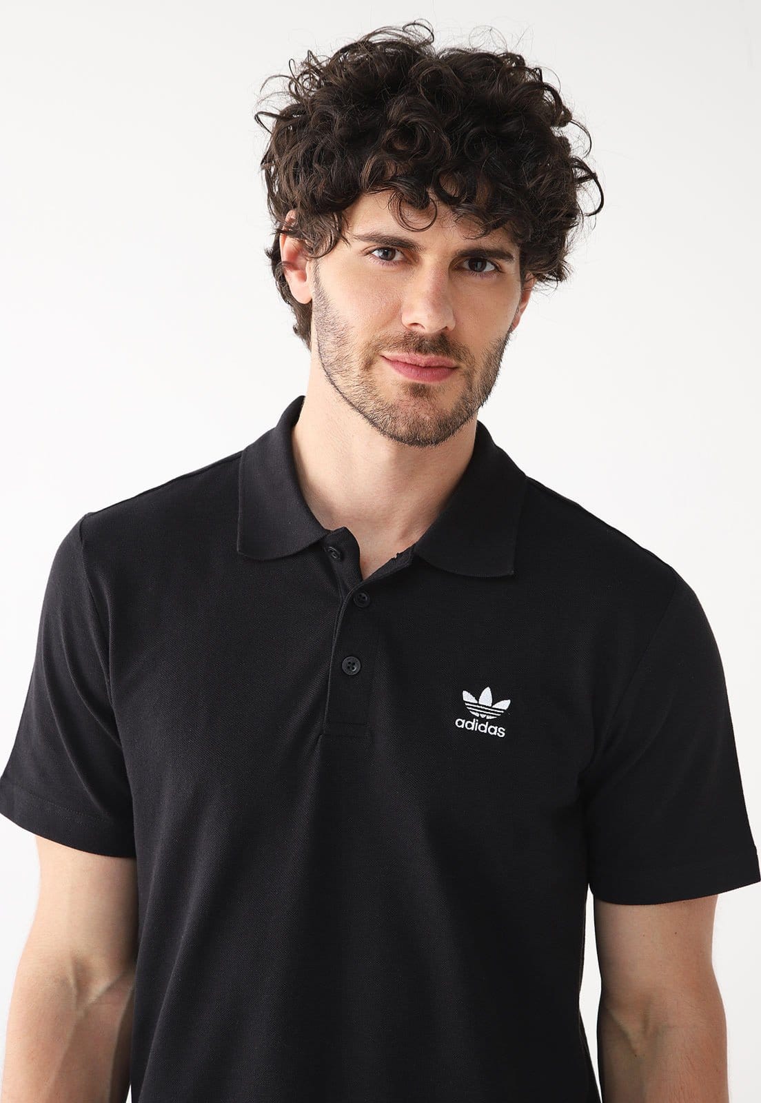 Vista principal Camisa Polo adidas Originals Reta Trefoil Preta adidas Originals preto