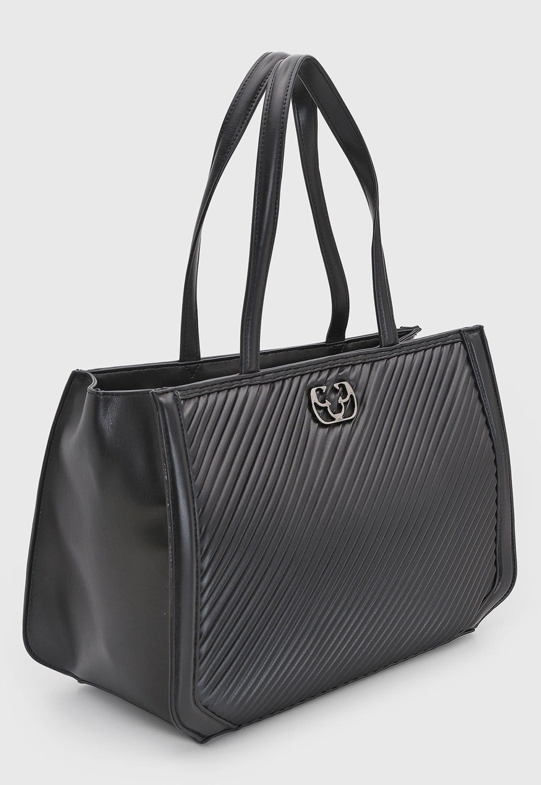 Vista 2 Bolsa Feminina Capodarte Grande Logo Metalizado Preta Capodarte preto