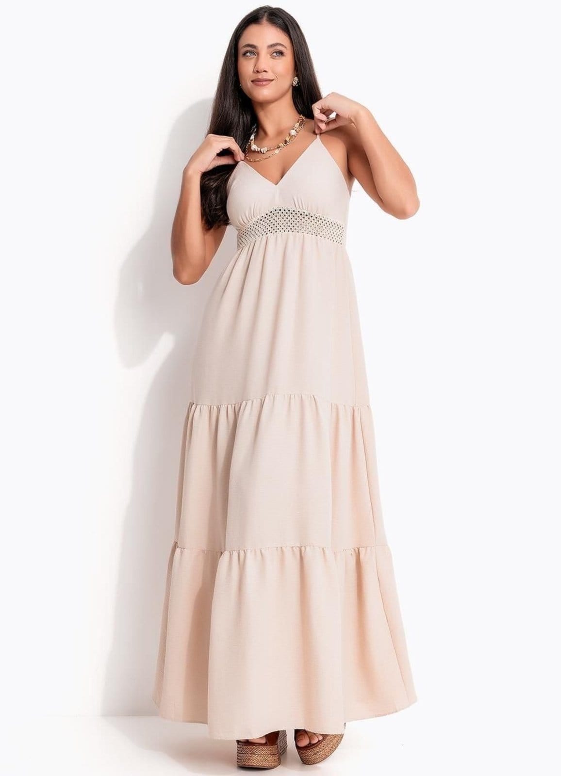 Vestido Alongado Em Air Flow Quintess