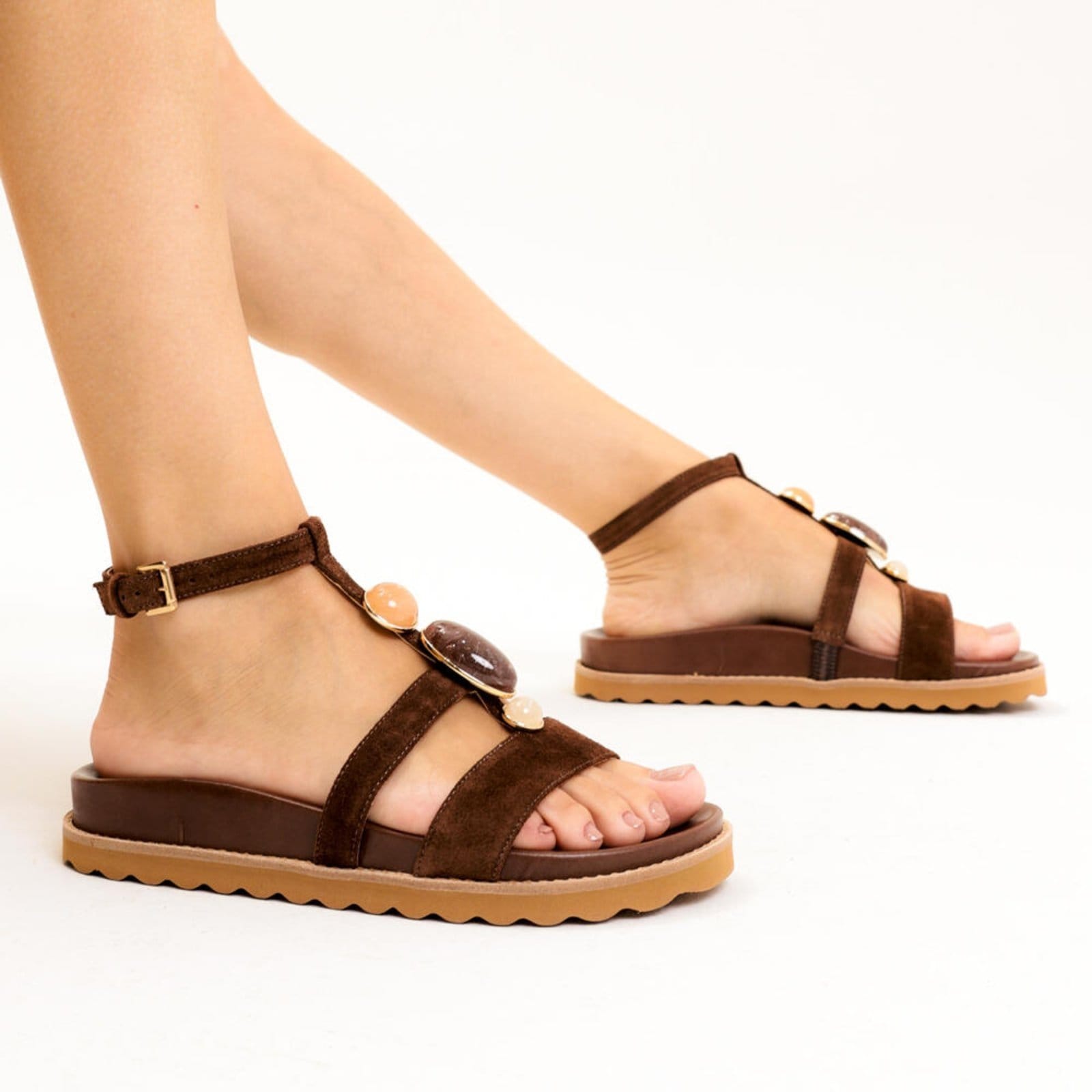 Vista 2 Sandália Papete Couro Cecconello 2753002-1 Cecconello marrom