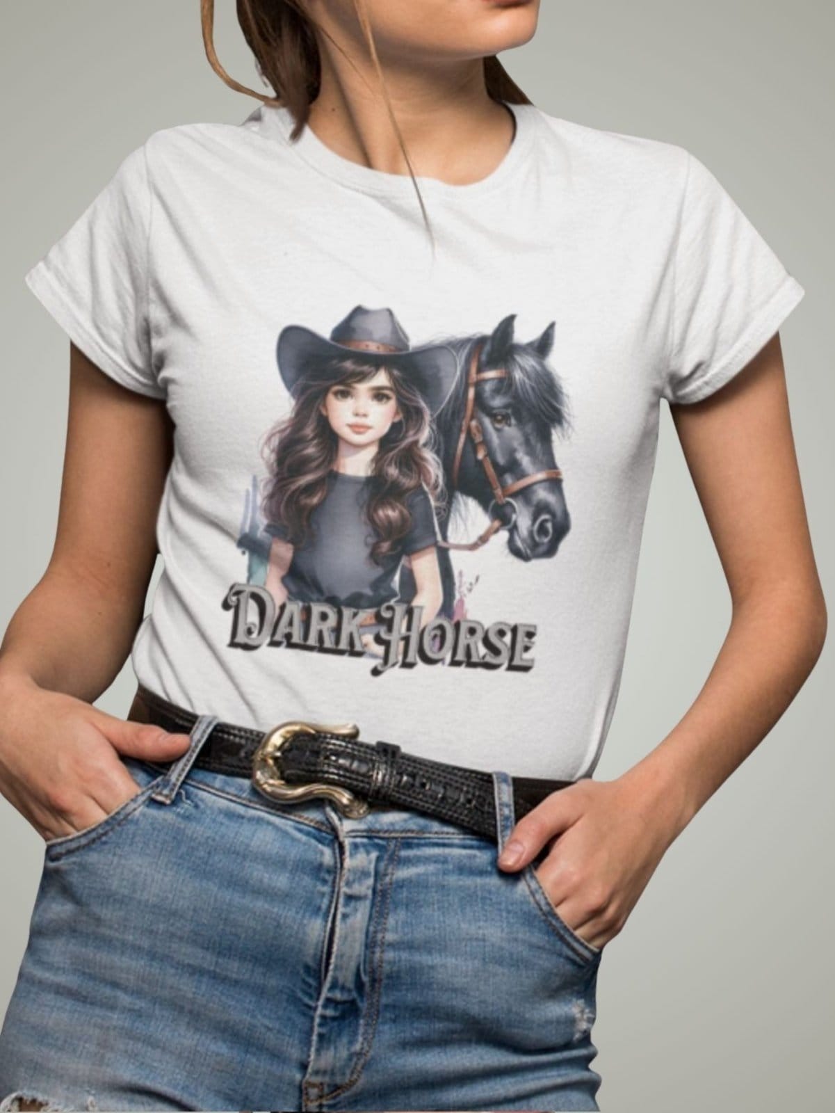 Vista principal Camiseta Básica Feminina Dark Horse Girl Sertanejo Gugi branco