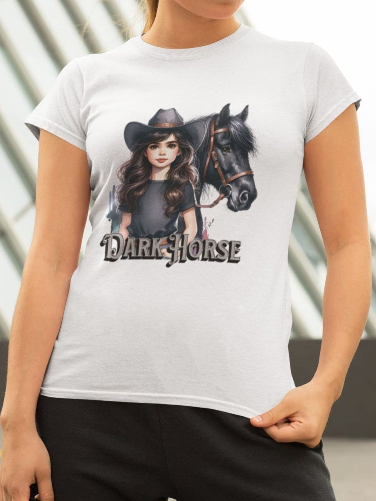 Vista 2 Camiseta Básica Feminina Dark Horse Girl Sertanejo Gugi branco