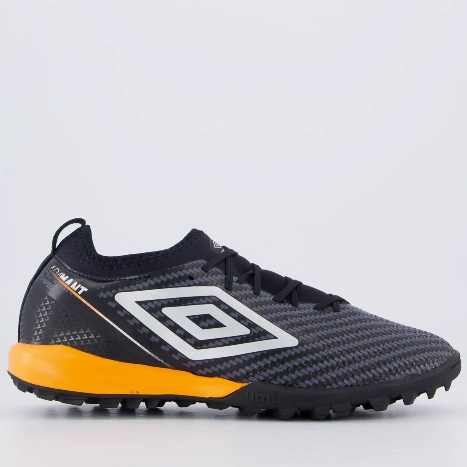 Chuteira Umbro Adamant Top Speed Club Society Preta e Laranja