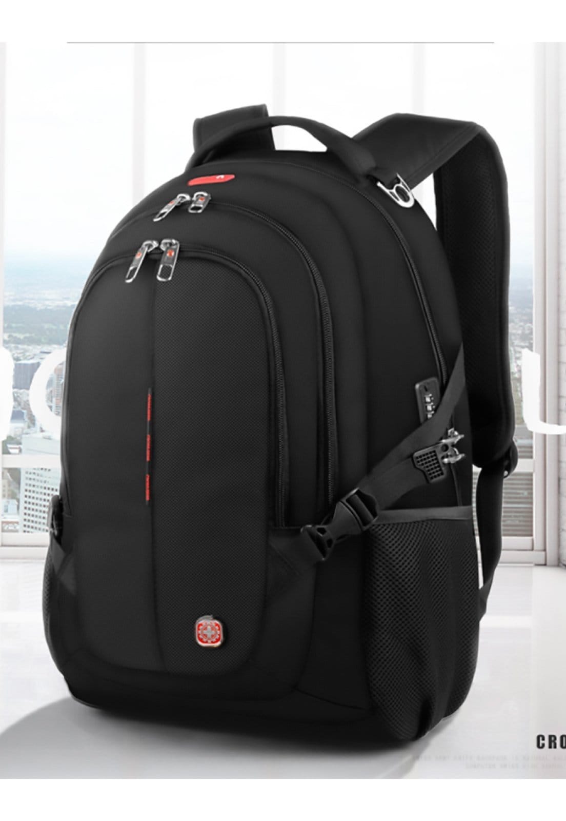 Vista 2 Mochila Antifurto Crosswave Notebook Executiva Trabalho Crossgear preto