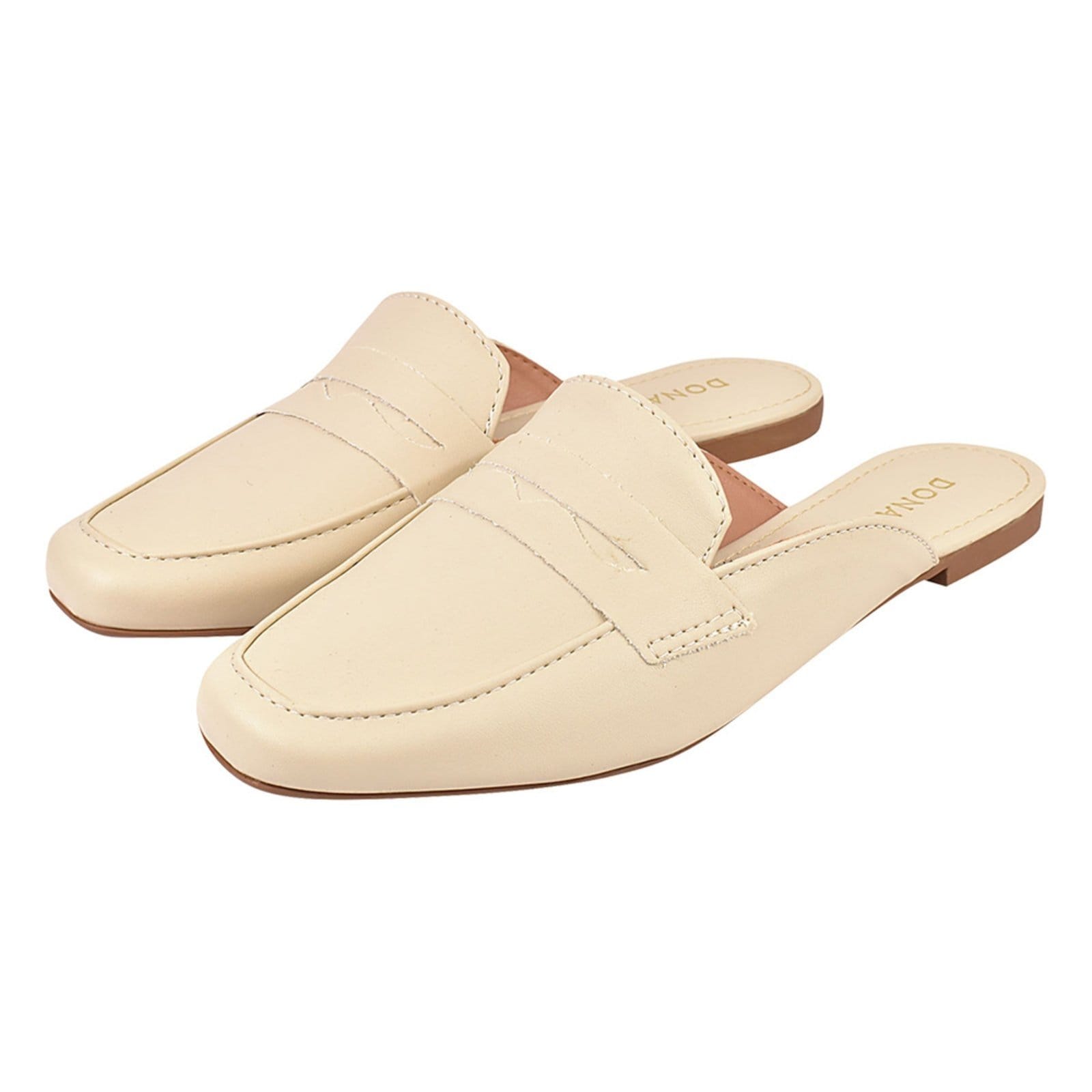 Sapato Mule Feminino Donatella Shoes Clássico Oxford Bico Quadrado Off White