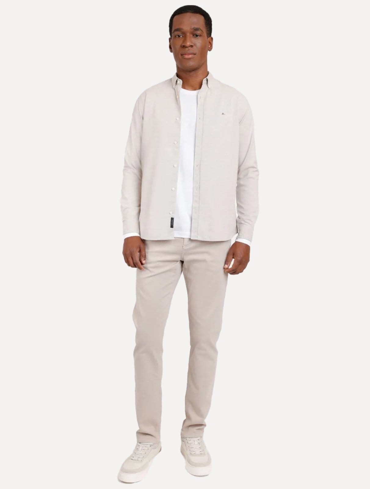 Vista 2 Camisa Aramis Masculina Slim Oxford Button Down Caqui Claro Aramis cáqui caqui