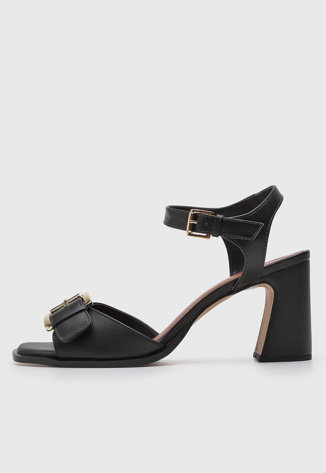 Sandália Feminina Santa Lolla Salto Grosso Fivela Preta