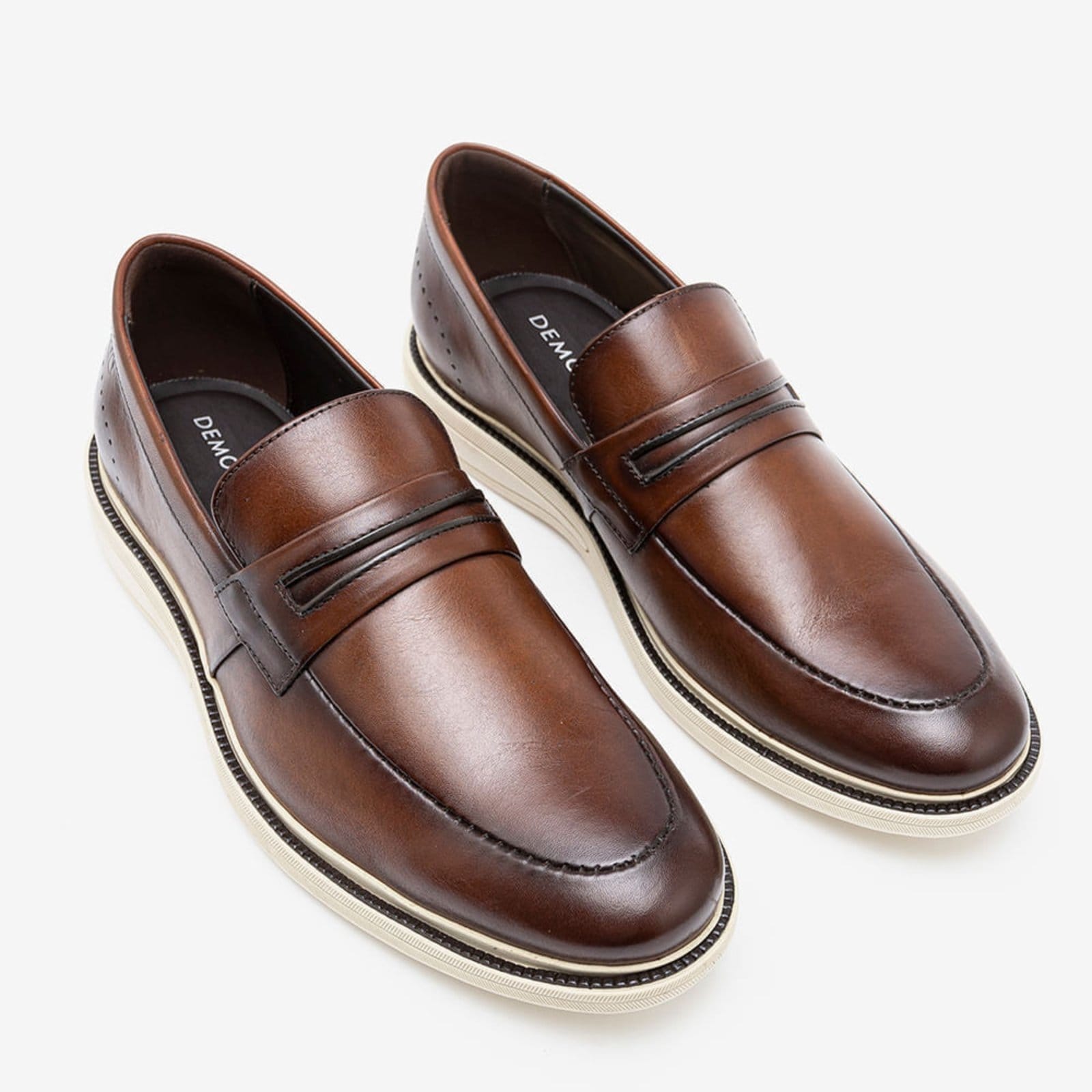 Vista 2 Sapato Social Democrata Com cadarço Tan DEMOCRATA marrom tan