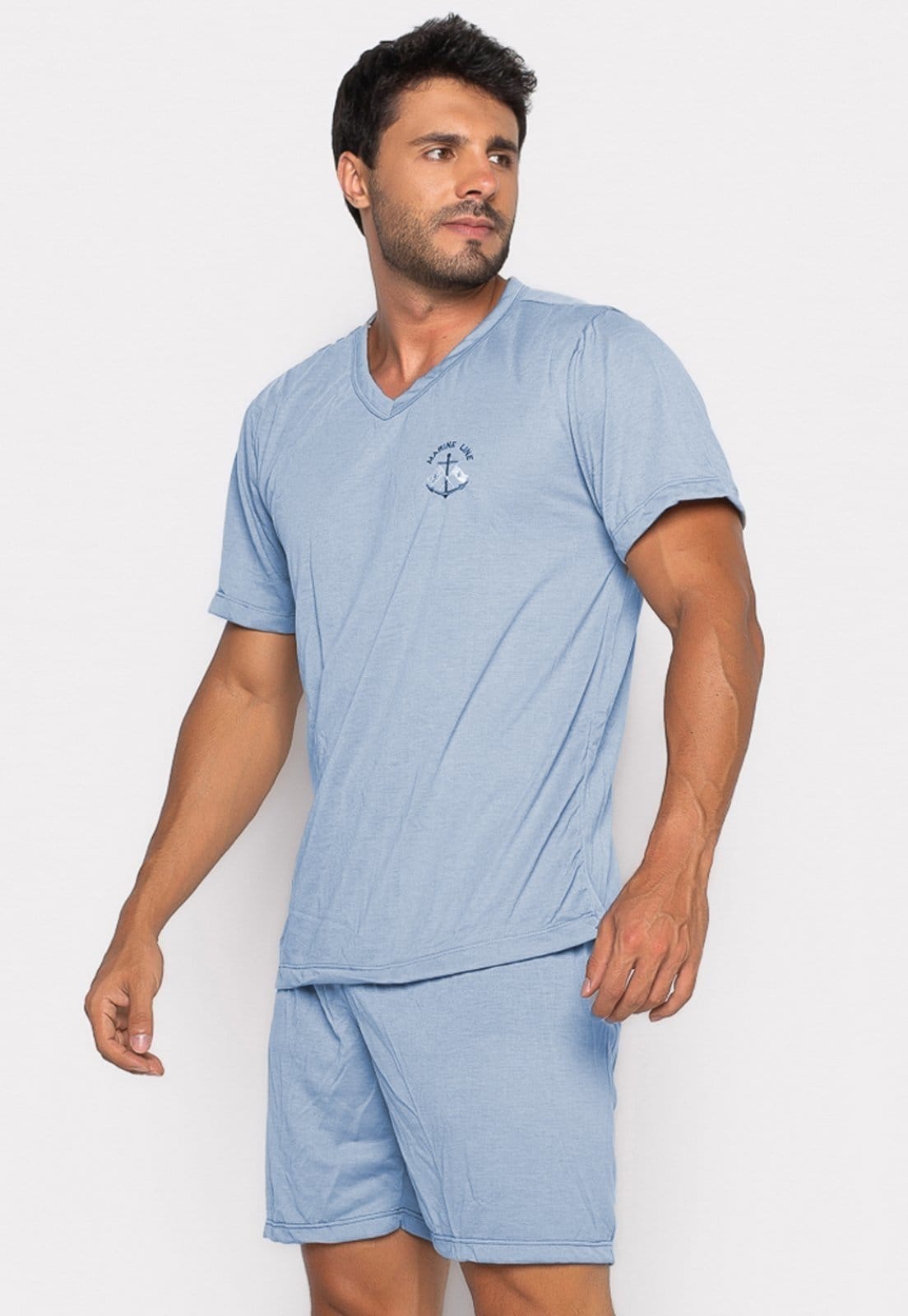 Pijama Bravaa Store Masculino Adulto Curto Verão Manga Curta E Short 008