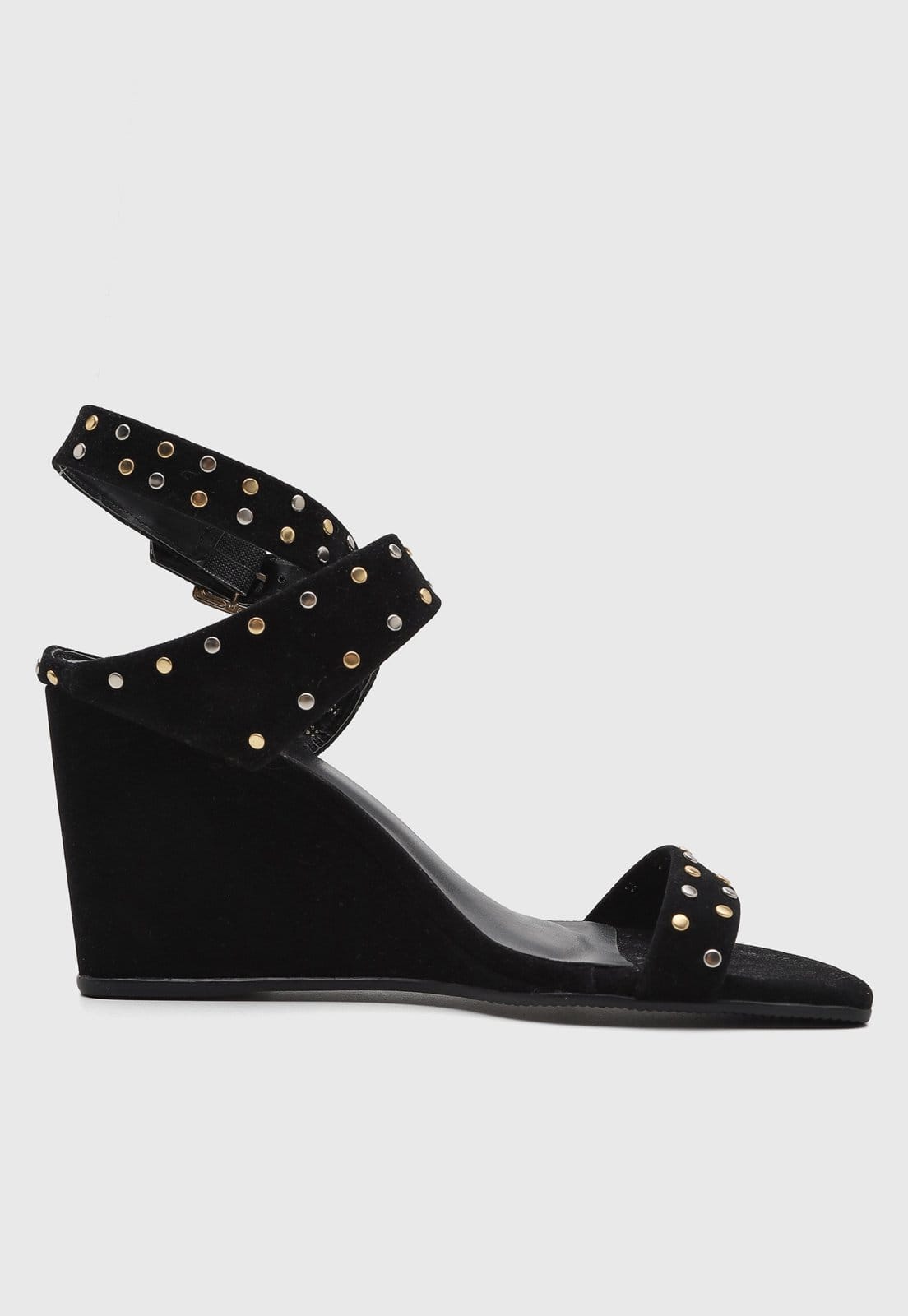 Vista 2 Sandália Feminina Lança Perfume Salto Anabela Preta Lança Perfume preto