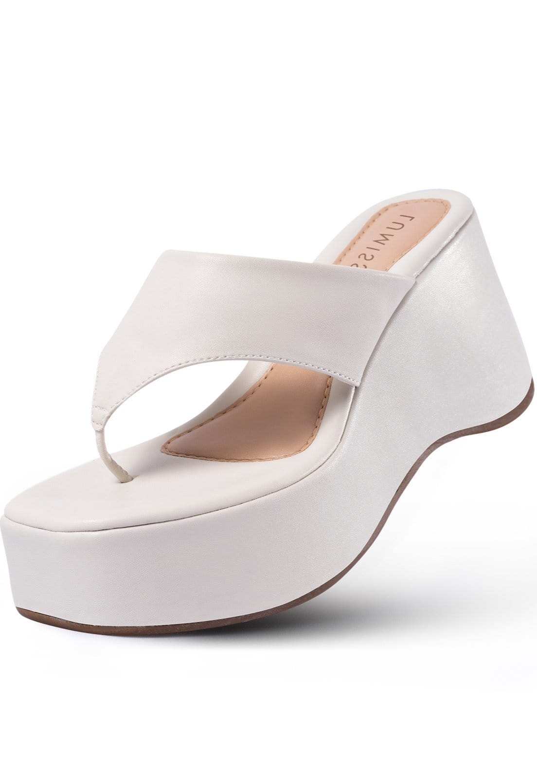 Tamanco Feminino Plataforma Lumiss Sandália De Dedo Meia Pata Anabela Off White