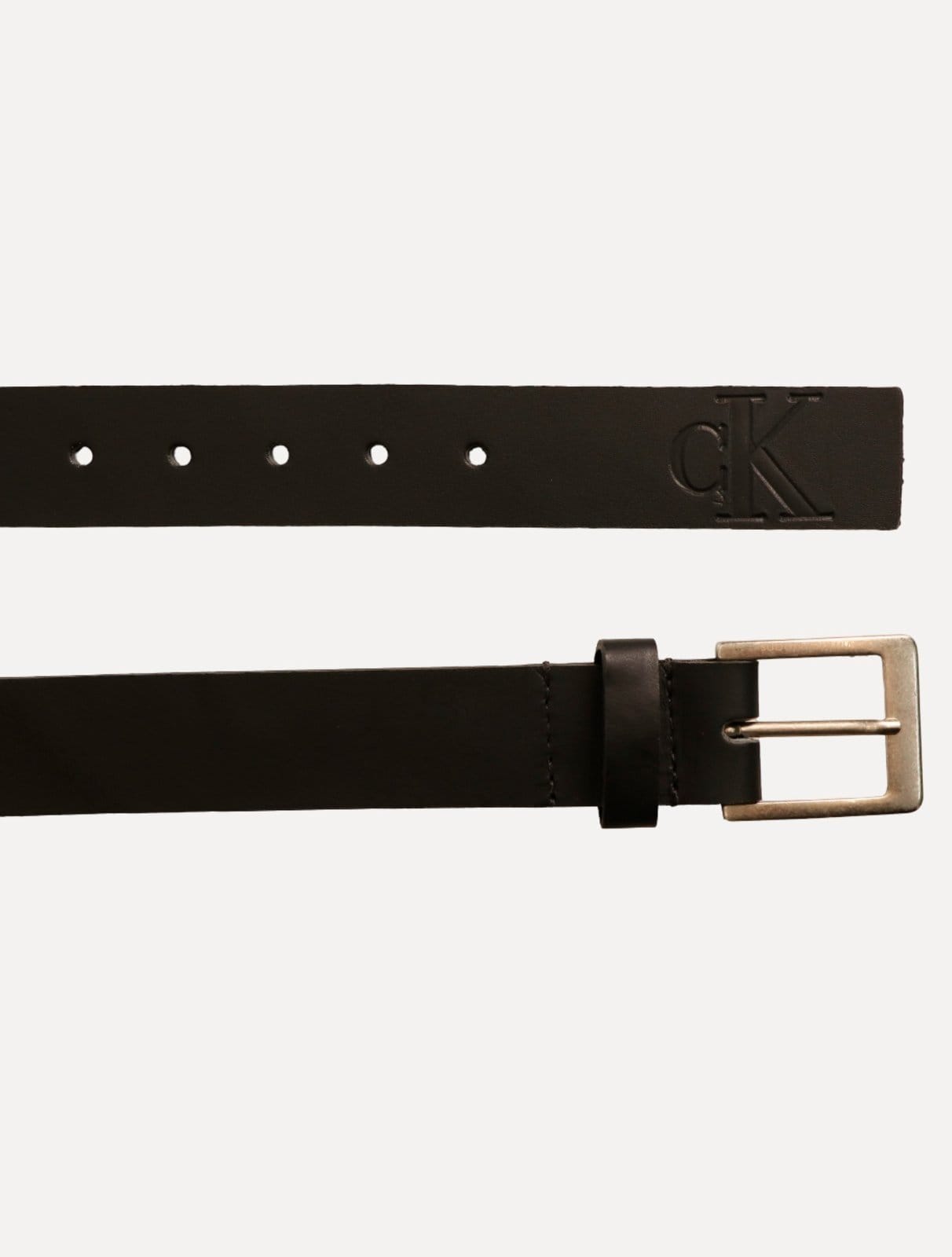 Vista 2 Cinto Calvin Klein Masculino Couro Queima CK Preto Calvin Klein marrom