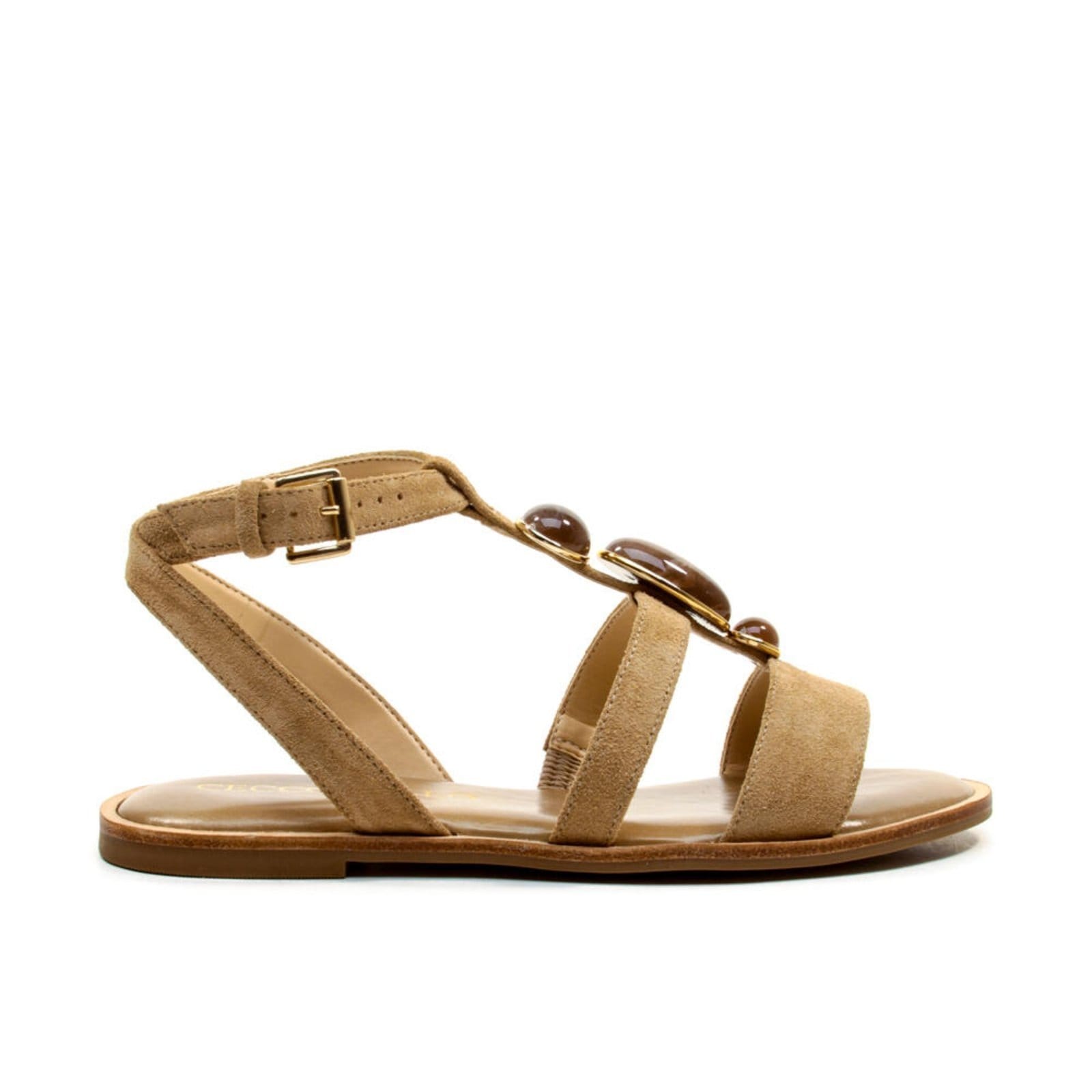 Vista principal Sandália Rasteira Couro Nude Cecconello 2744002-2 Cecconello marrom nude