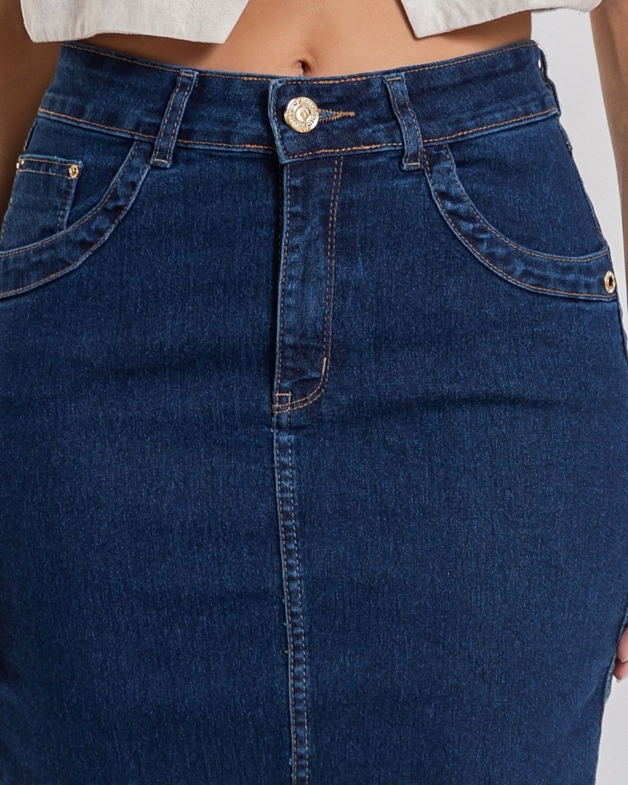 Vista 2 Saia Feminina Secretária - Black Jeans - Denim Escuro Black Jeans azul black