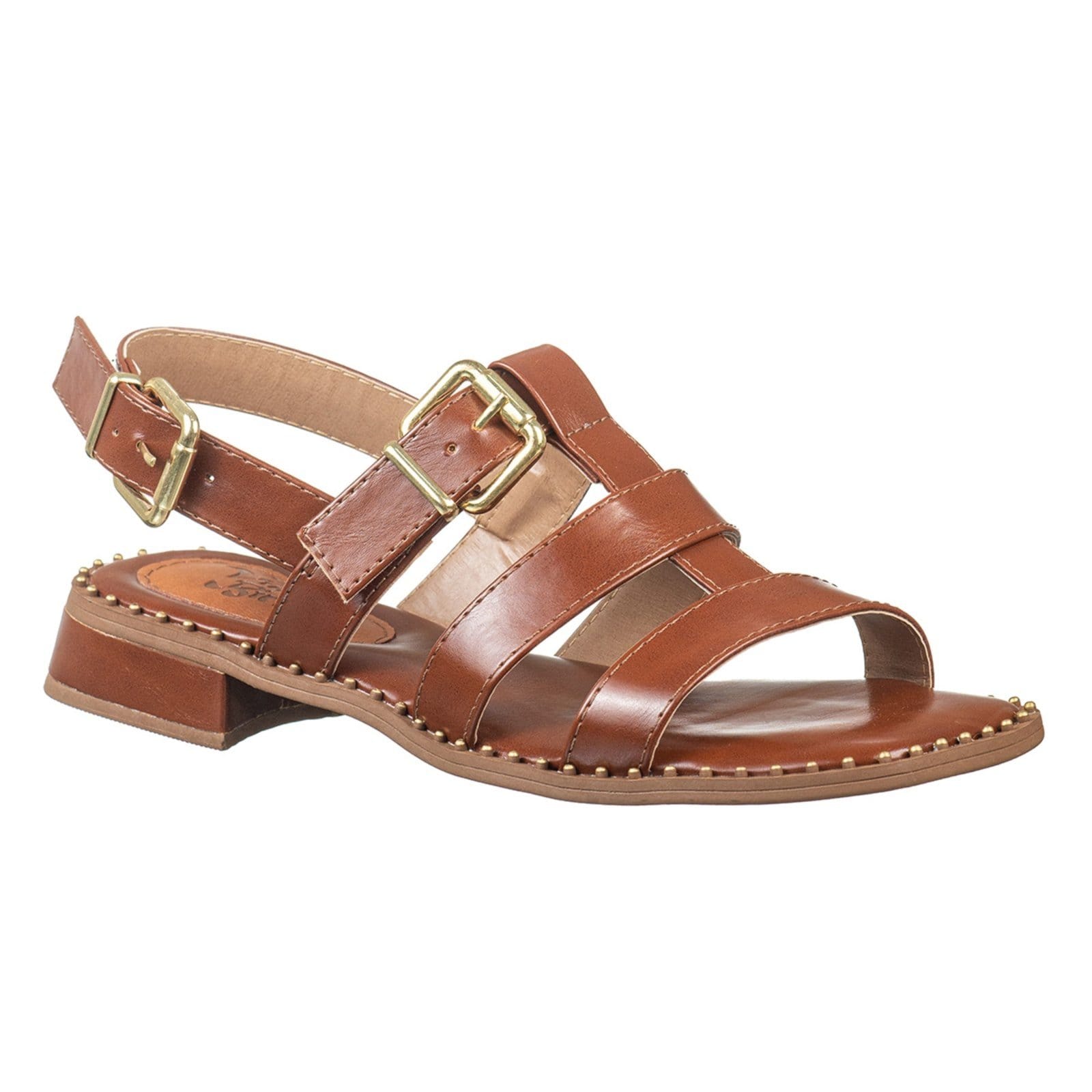 Vista principal Sandália Feminina Estilo Clássico C/ Fivelas Ajustáveis e Conforto Via Birigui VB Calçados caramelo