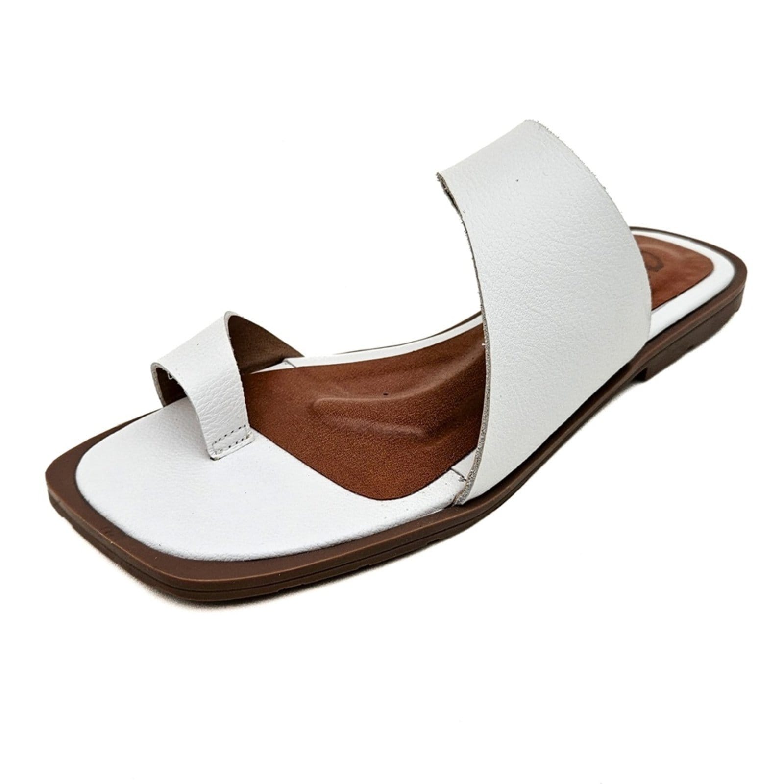 Vista principal Sandália Rasteira em Couro Amo Calçados Lori Branca Amo Calçados branco