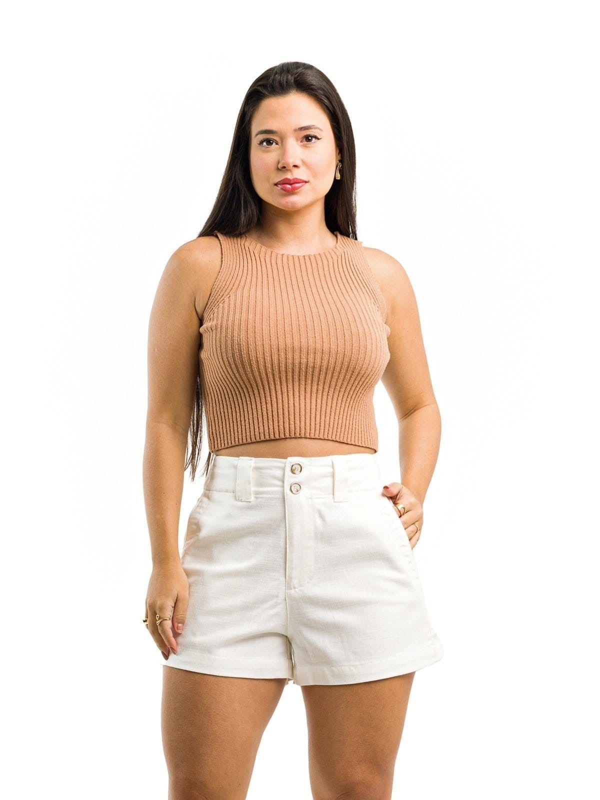 Vista 2 Short Restrito Jeans Alfaiataria Social Premium Restrito Jeans branco