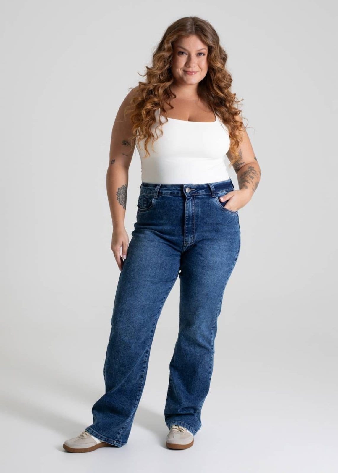 Vista 2 Calça Jeans Sawary Wide Leg Petit - 279965 Sawary azul