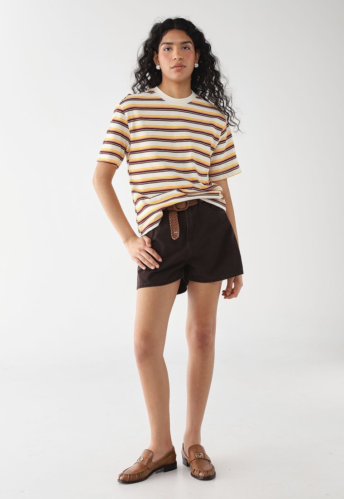 Vista 2 Short Sarja Feminino My Favorite Mom Super High Escuro My Favorite marrom