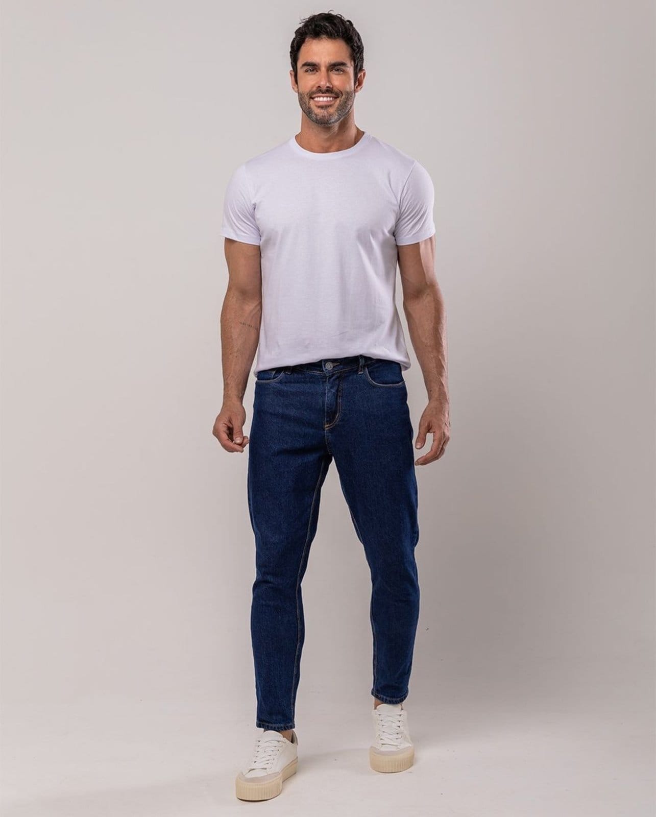 Calça Jeans Slim Fit Masculina Premium Cano Curto 24567 Amaciado