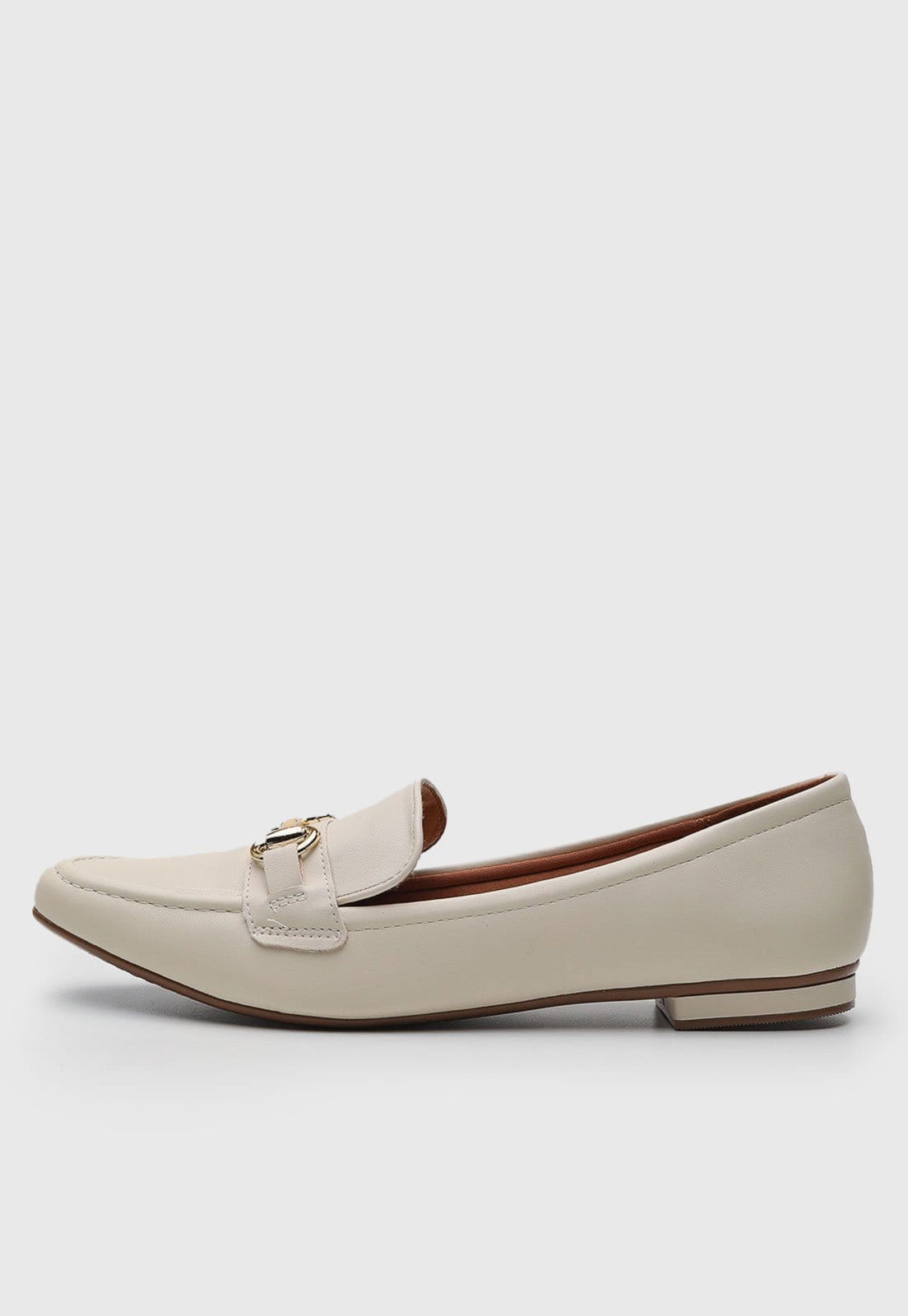 Mocassim Vizzano Fivela Metalizada Off-White