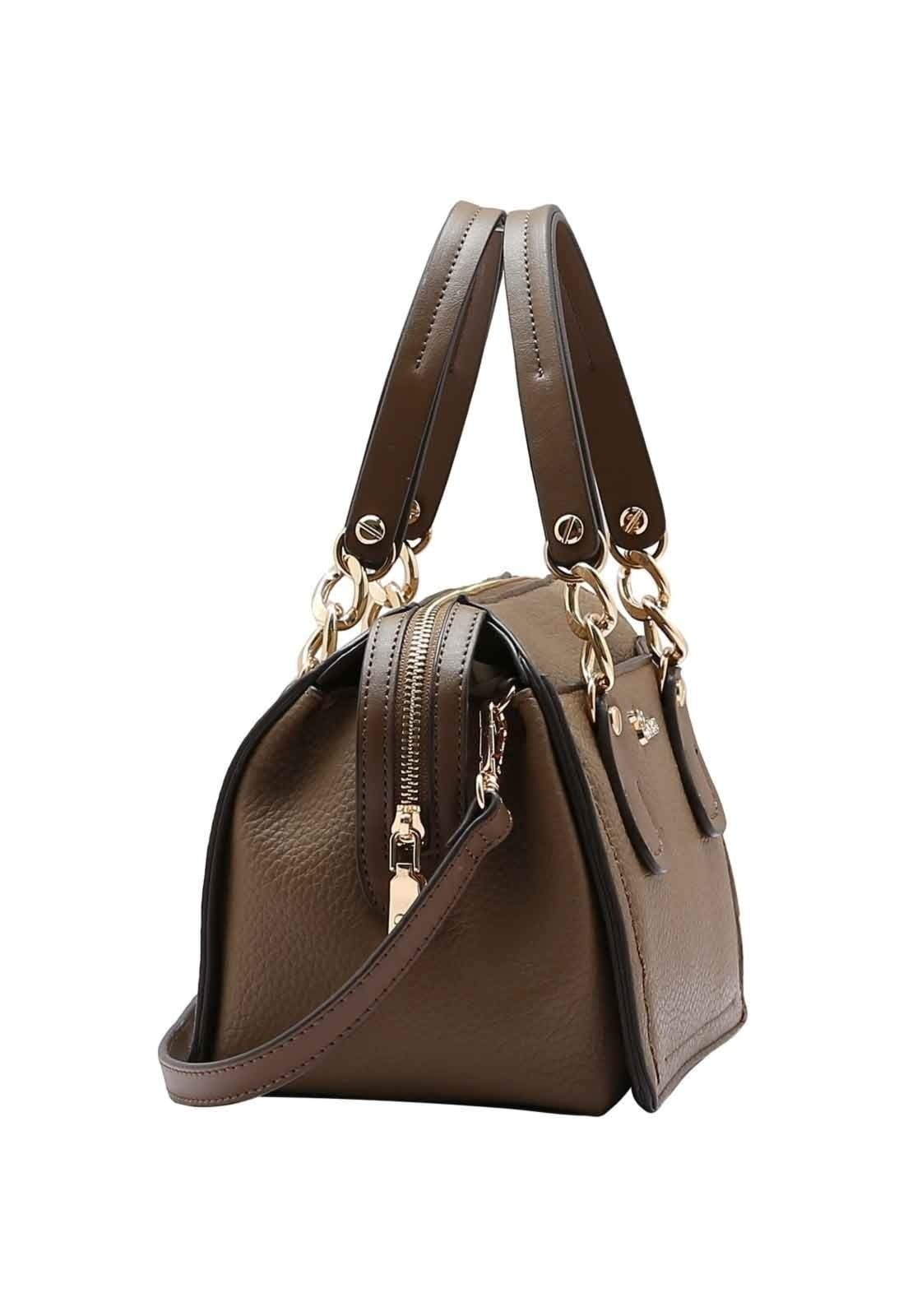Vista 2 Bolsa Feminina Chenson Original Ferragem Chic Baú Natural 3485018 Chenson castanho natural